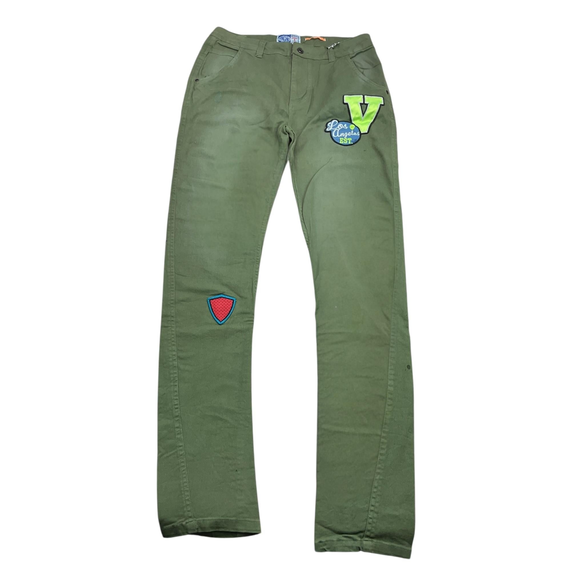 VINGINO pantalone tinta unita con girovita regolabile e stampa Verde per Bambino NB1620036 VERDE VINGINO