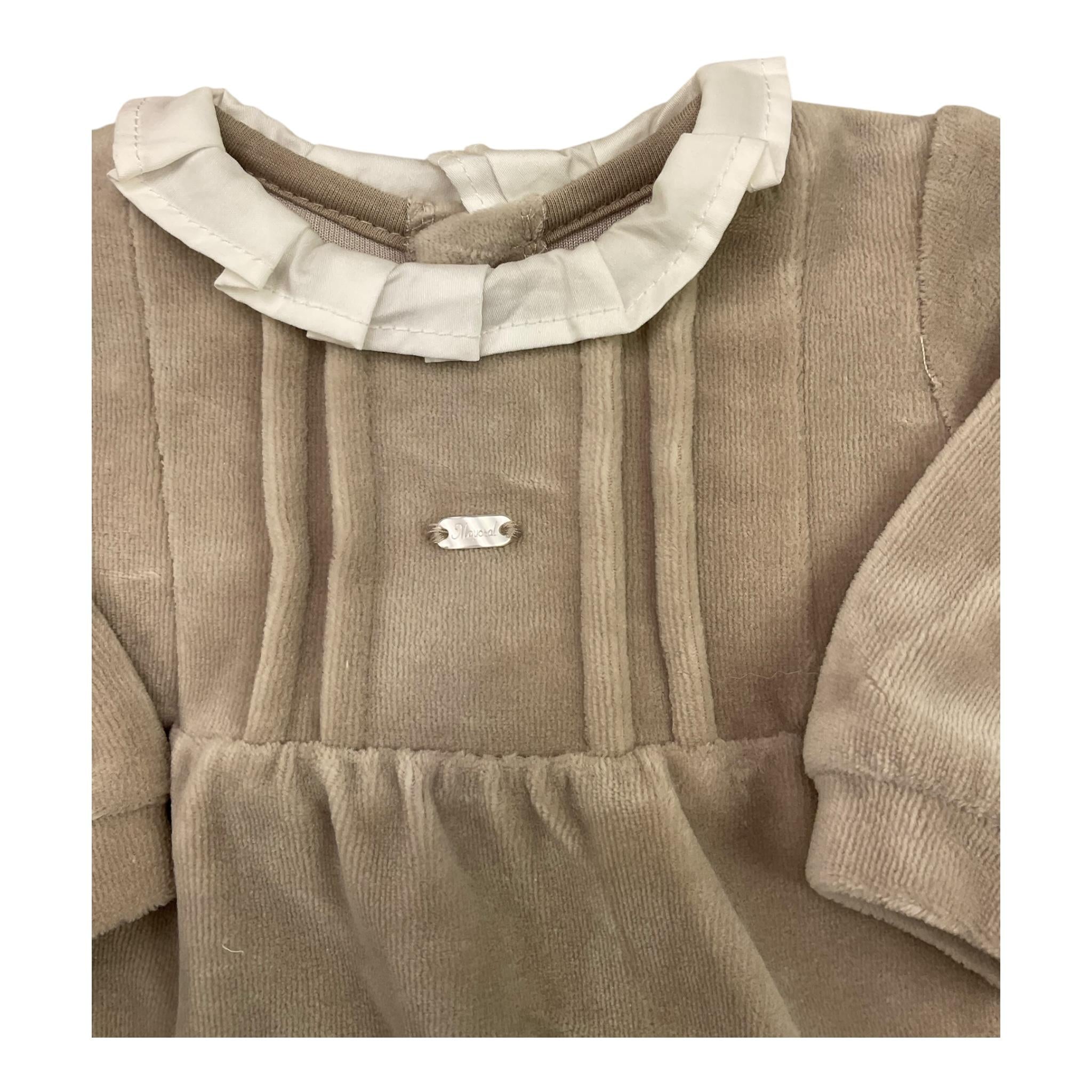 MAYORAL set tutine manica lunga tinta unita in ciniglia Beige per Neonata 2776 BEIGE MAYORAL
