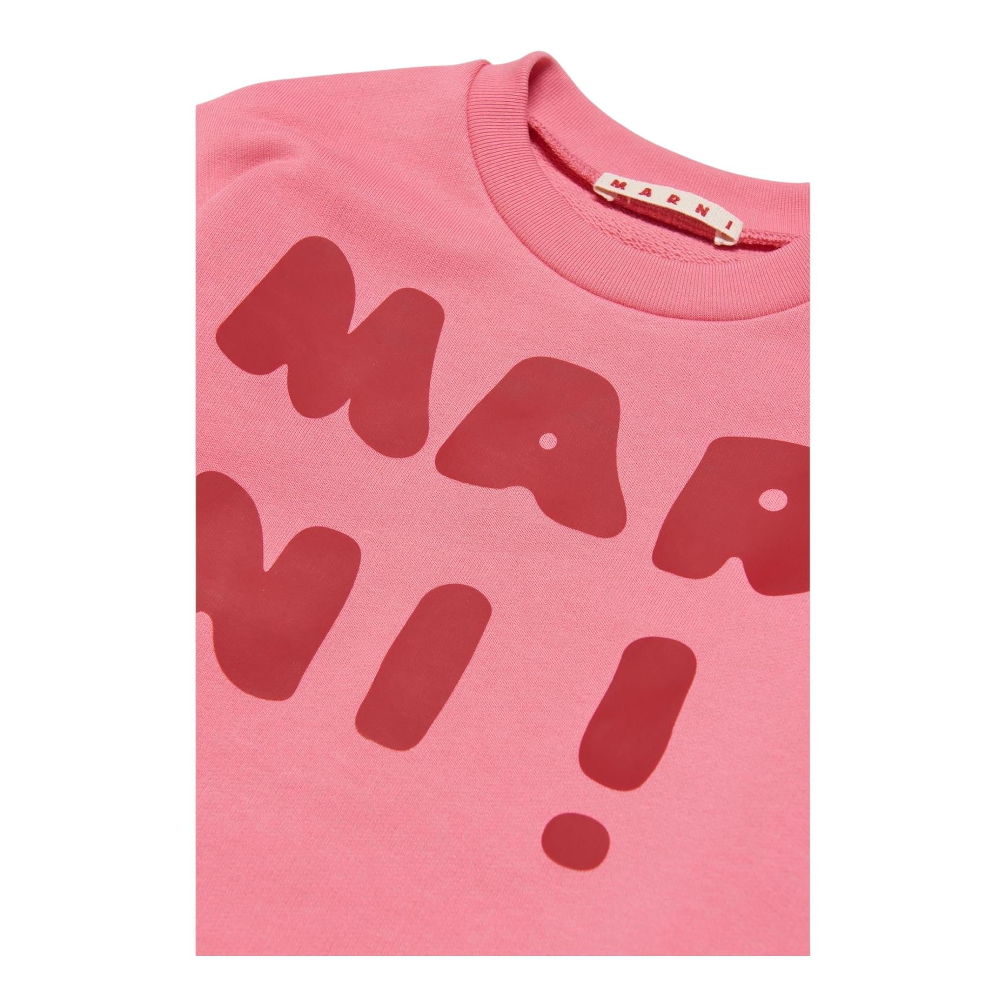 MARNI felpa tinta unita girocollo con stampa Rosa per Neonata M01002 ROSA MARNI
