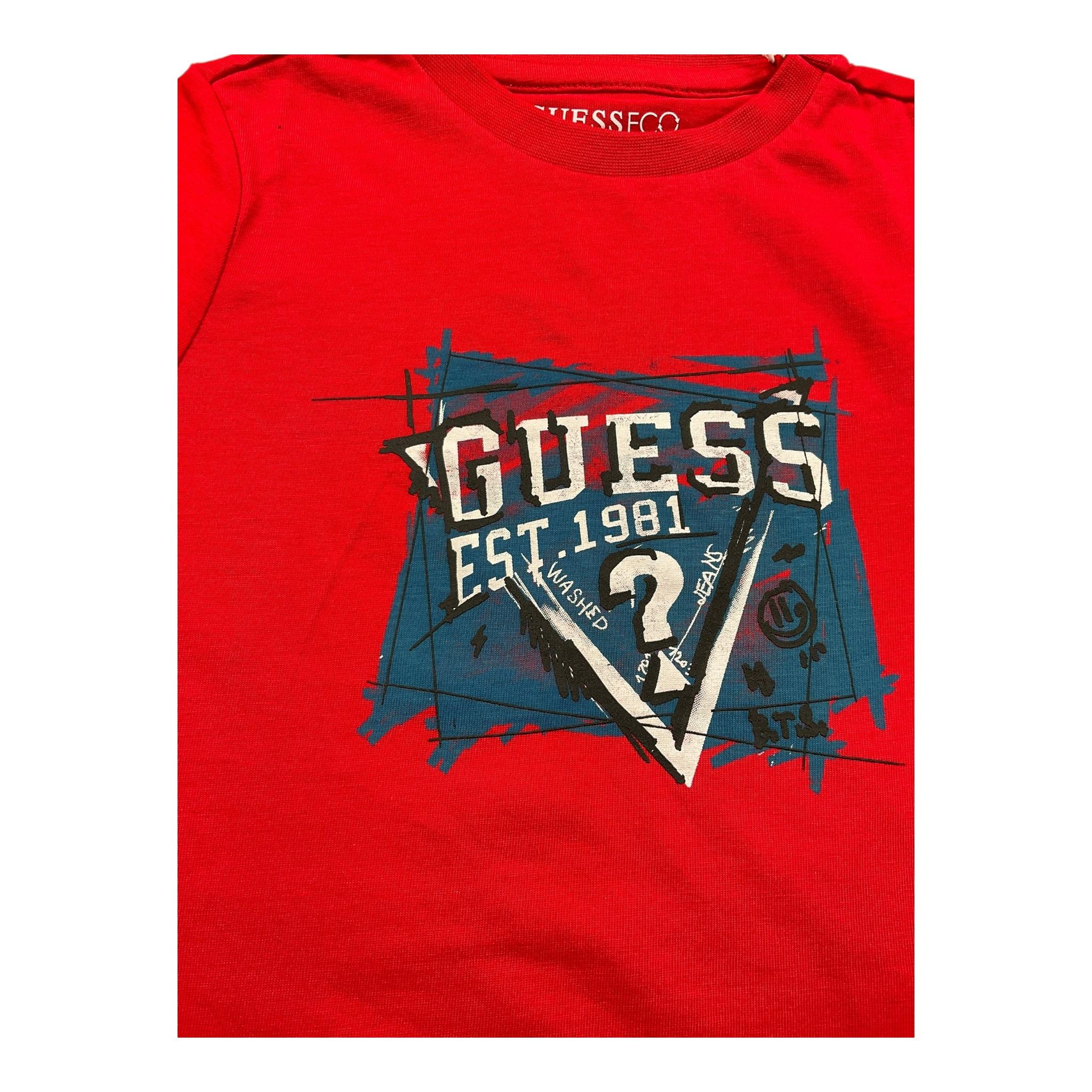GUESS shirt girocollo tinta unita con stampa Rosso per Bambino N4YI01K8HM4JX ROSSO GUESS