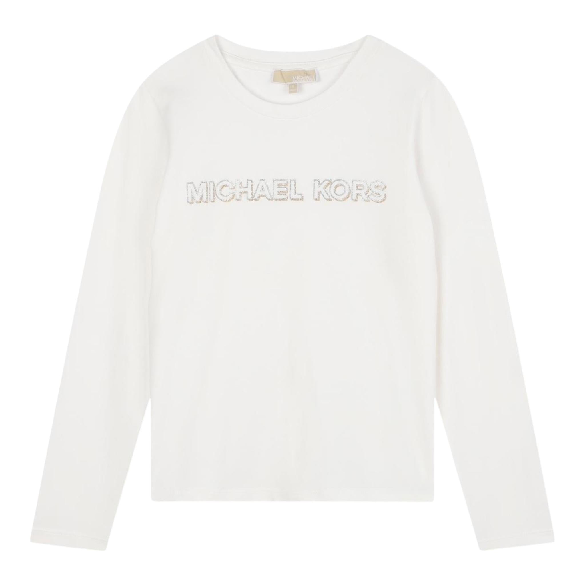 MICHAEL KORS shirt girocollo tinta unita con stampa Bianco per Neonata R30138N BIANCO MICHAEL KORS