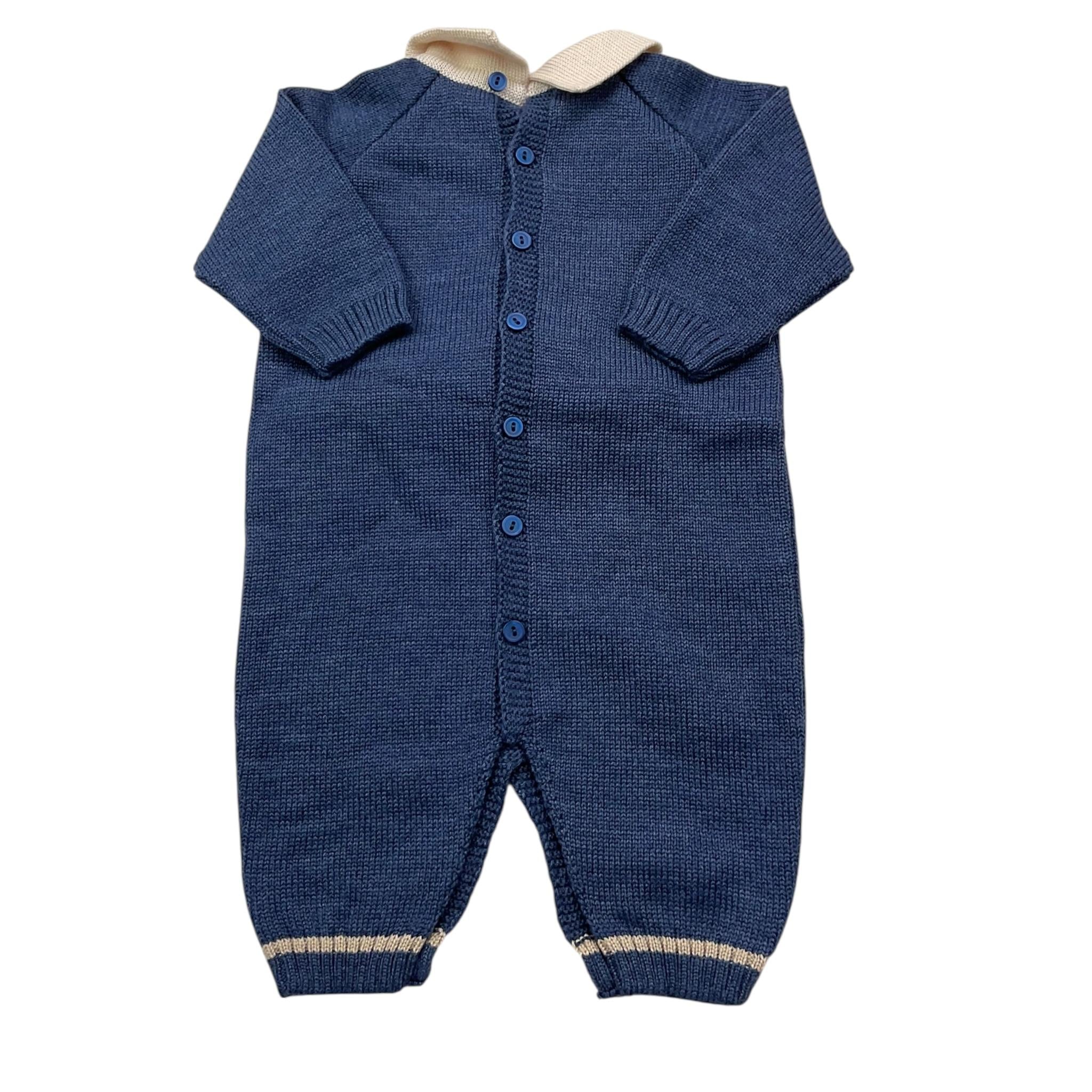 MARLU' tutina bicolore in maglia con stampa Blu per Neonato IC6510 BLU MARLU'