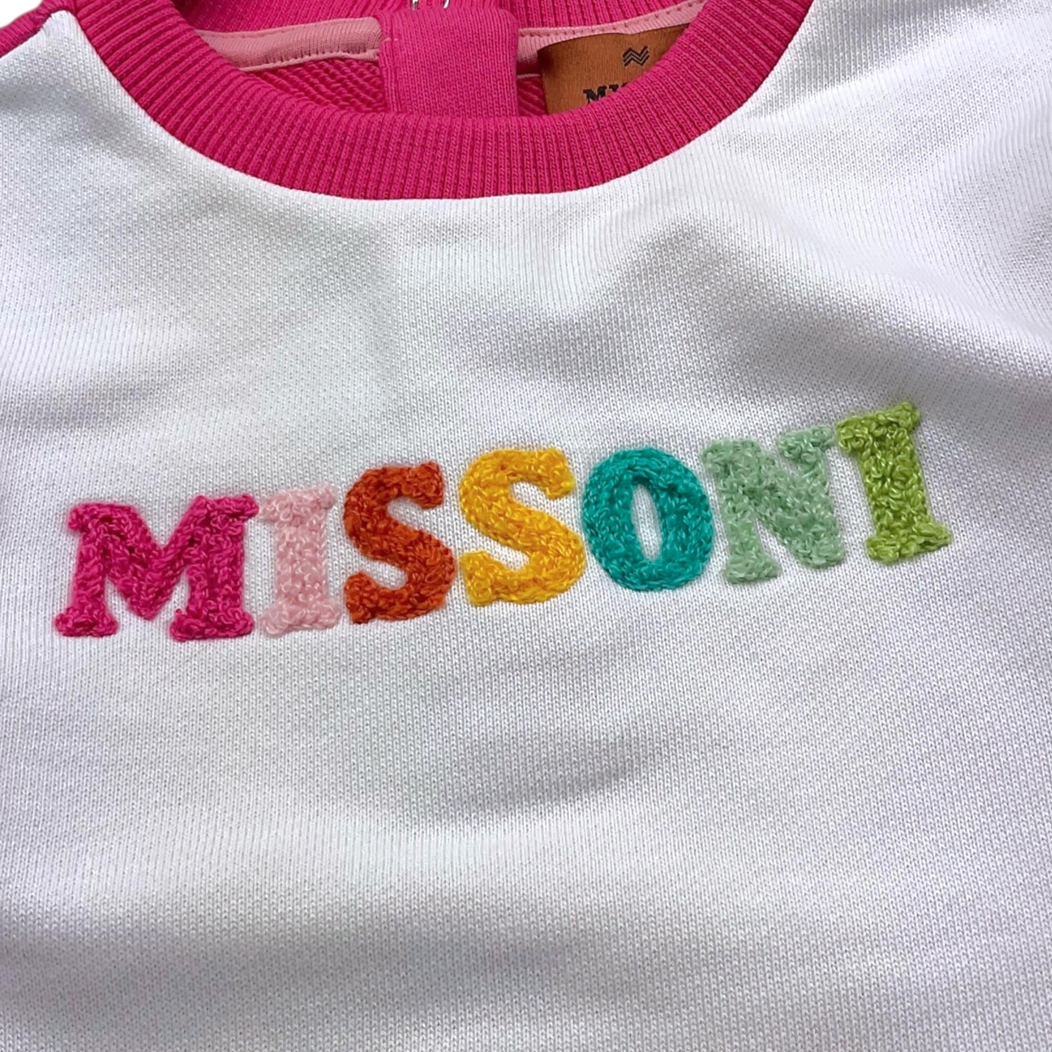 MISSONI felpa bicolore girocollo con stampa Bianco/fuxia per Neonata MU4010 BIANCO/FUXIA MISSONI