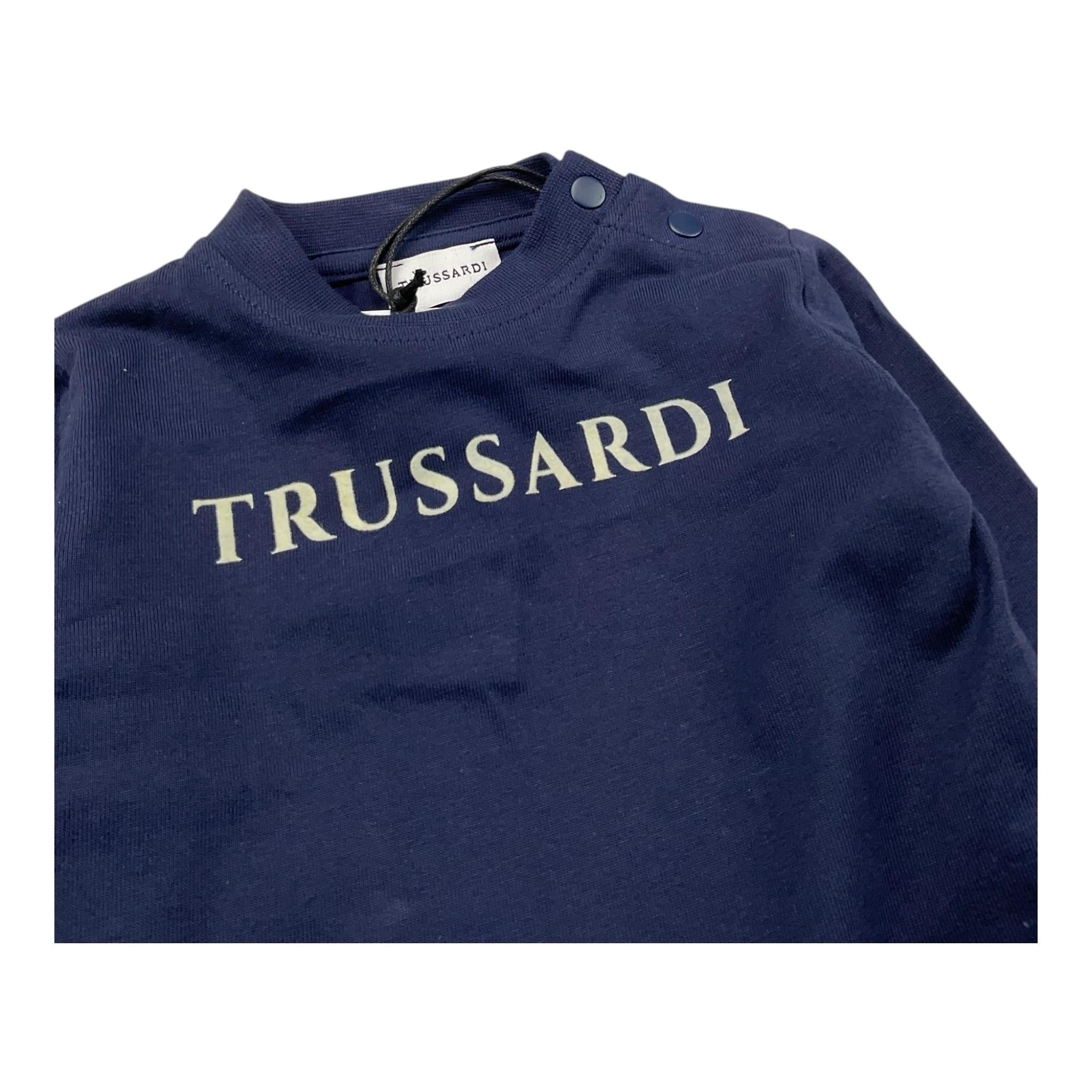 TRUSSARDI shirt girocollo tinta unita con stampa Blu per Neonato TIA25017TS BLU TRUSSARDI