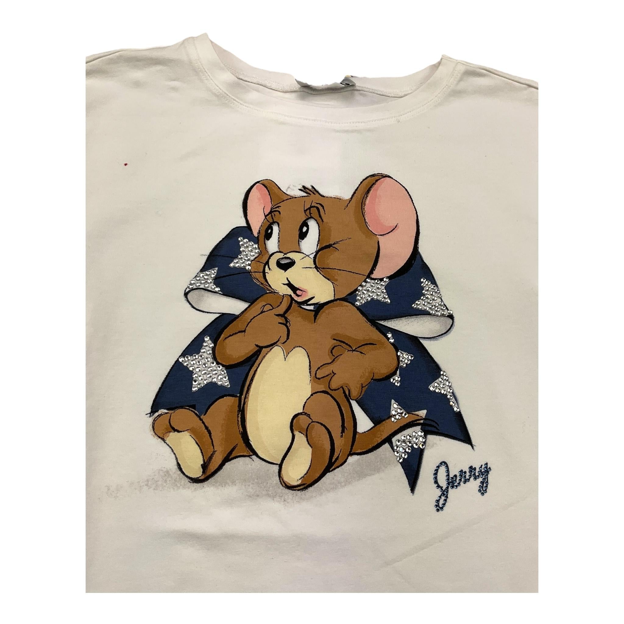 MONNALISA shirt girocollo tinta unita cn stampa in contrasto Bianco per Bambina 194627PW BIANCO MONNALISA
