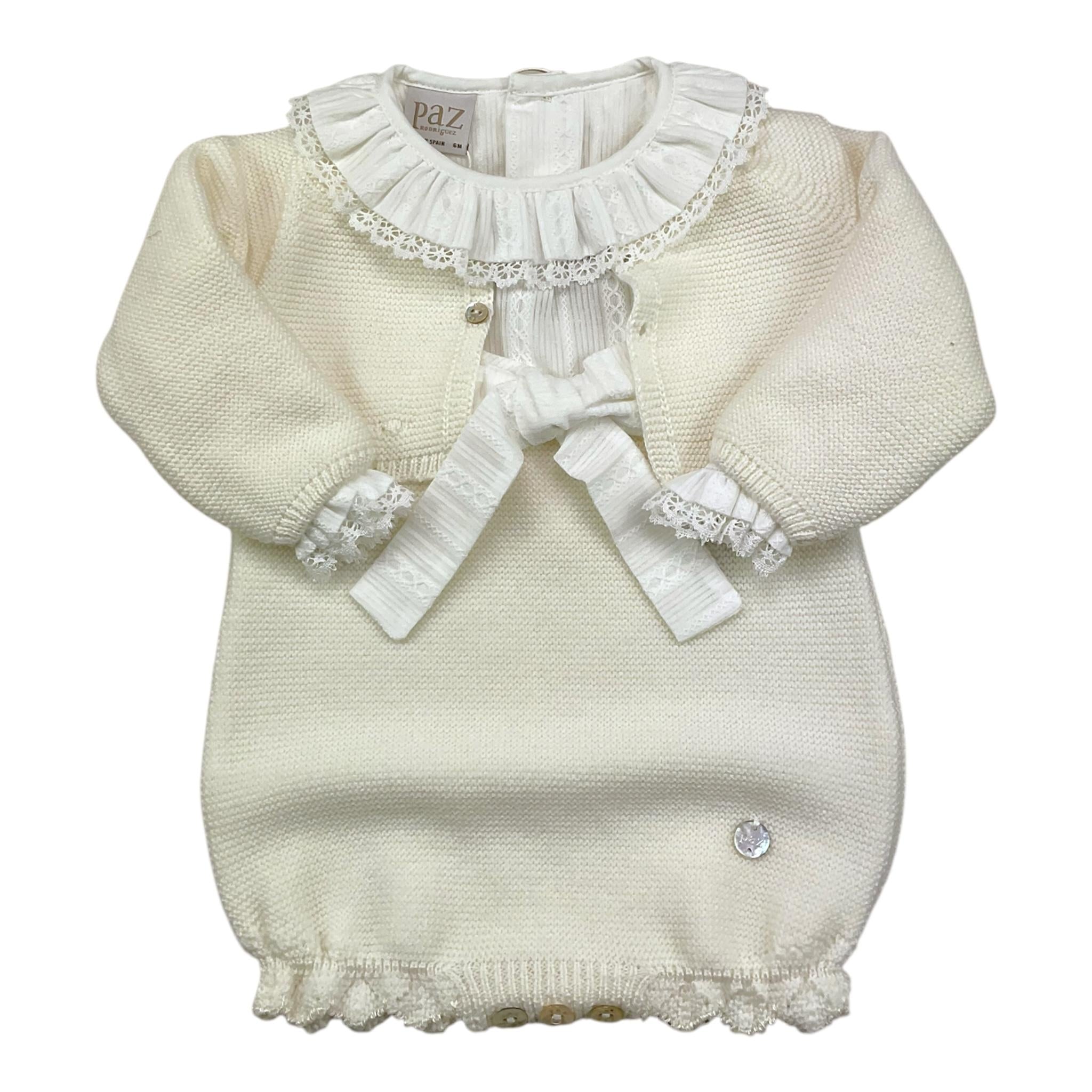 PAZ RODRIGUEZ completo pagliaccetto-coprispalle tinta unita Panna per Neonata 005111072 PANNA PAZ RODRIGUEZ