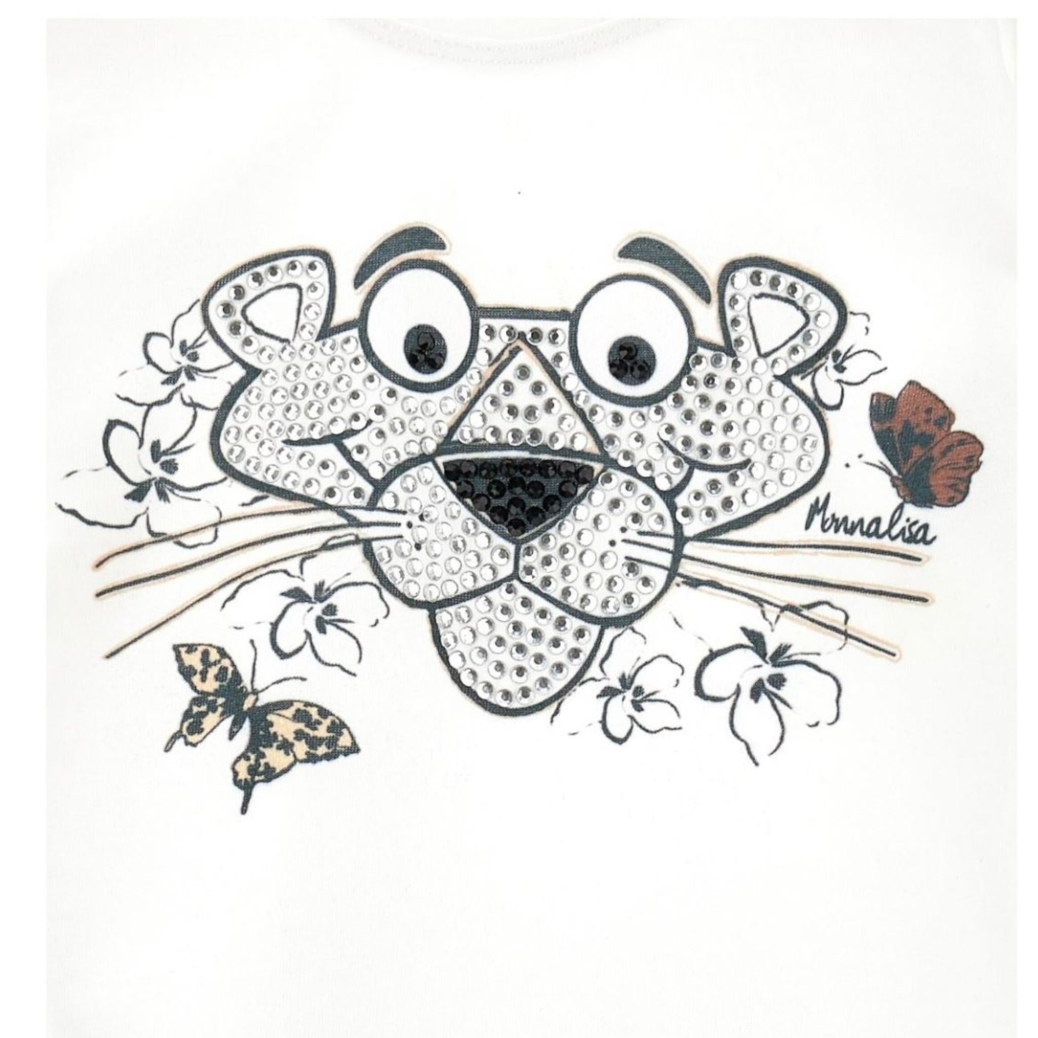 MONNALISA shirt girocollo tinta unita con stampa Bianco per Neonata 19B622 BIANCO MONNALISA