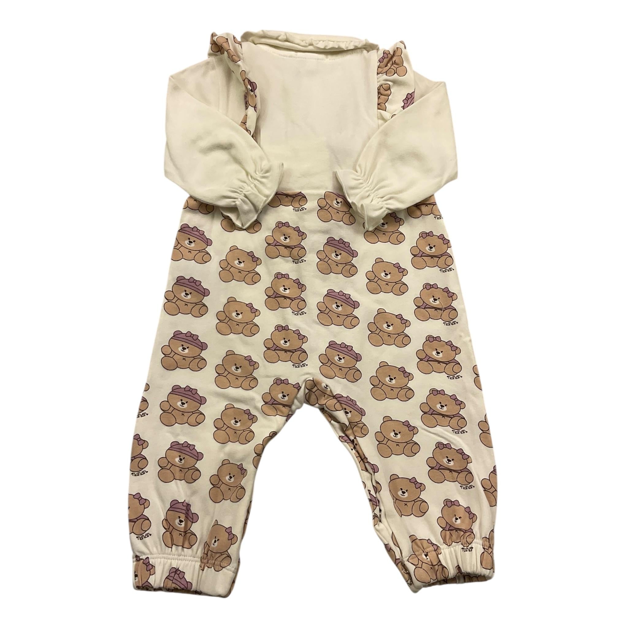 NANAN tutina manica lunga tinta unita con orsi Bianco per Neonata I2448201B BIANCO NANAN