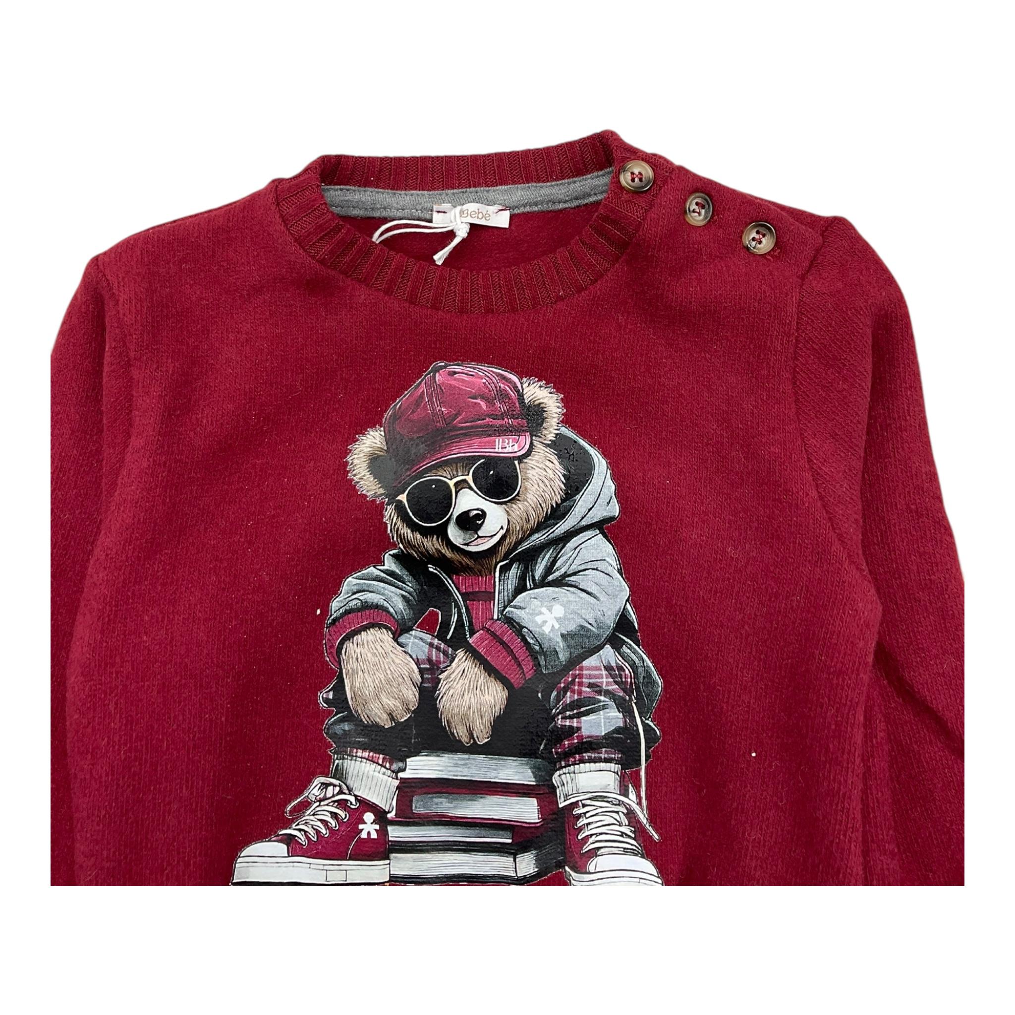 LE BEBE' maglia girocollo tinta unita con stampa in contrasto Rosso per Neonato LBB5249 ROSSO LE BEBE'