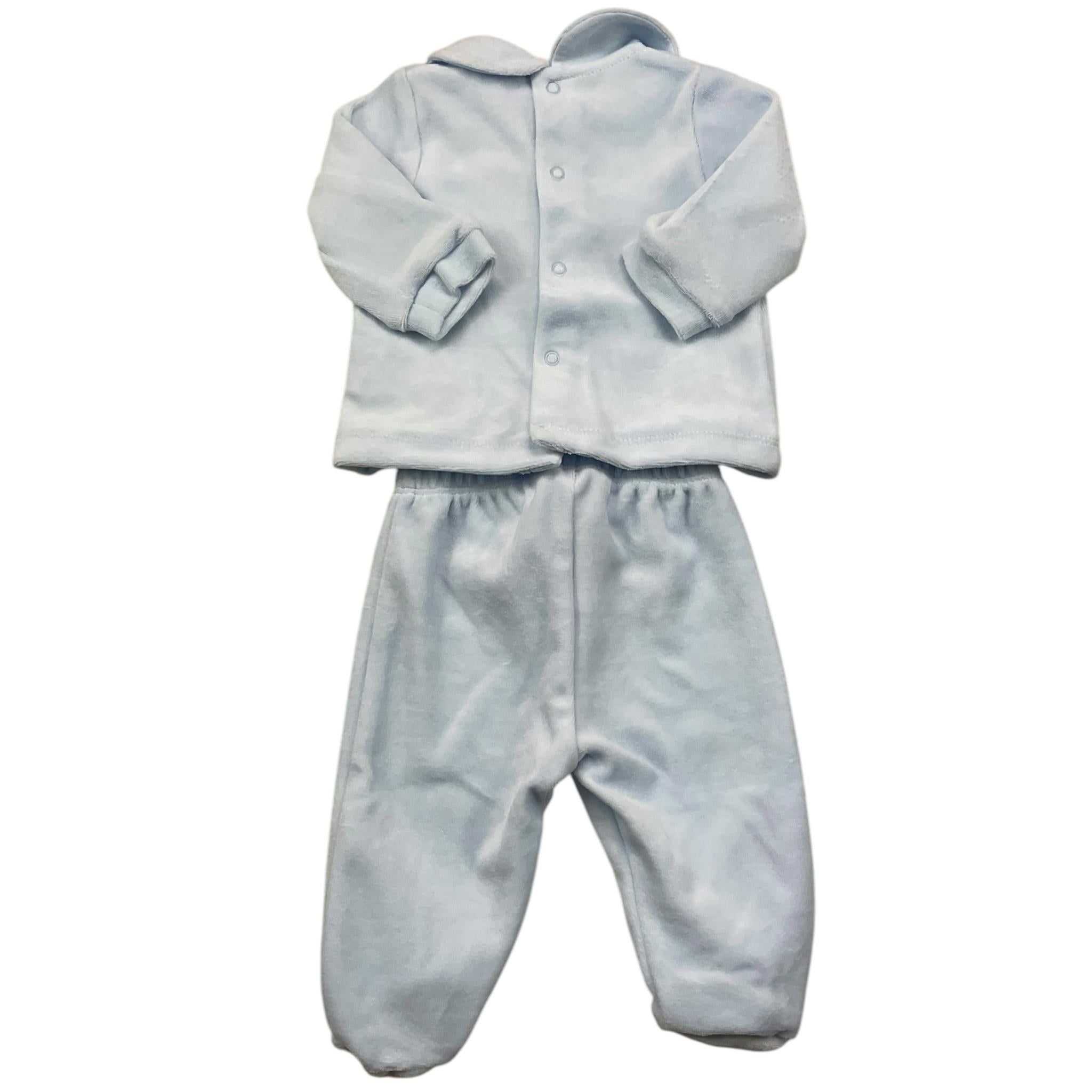 NANAN completo 2 pezzi maglia-ghettina in ciniglia tinta unita Azzurro per Neonato AI2400201A AZZURRO NANAN