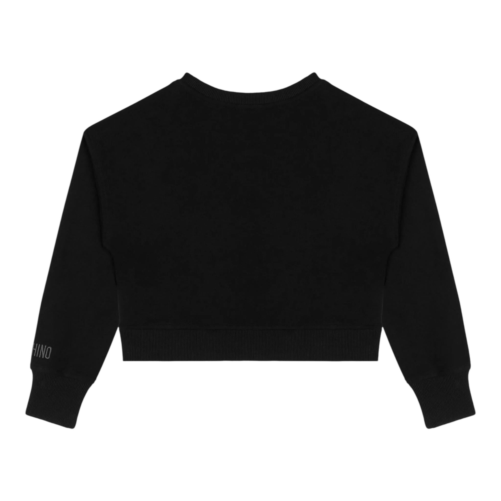 MOSCHINO felpa chiusa girocollo tinta unita cn smile Nero per Bambina HDF062 NERO MOSCHINO