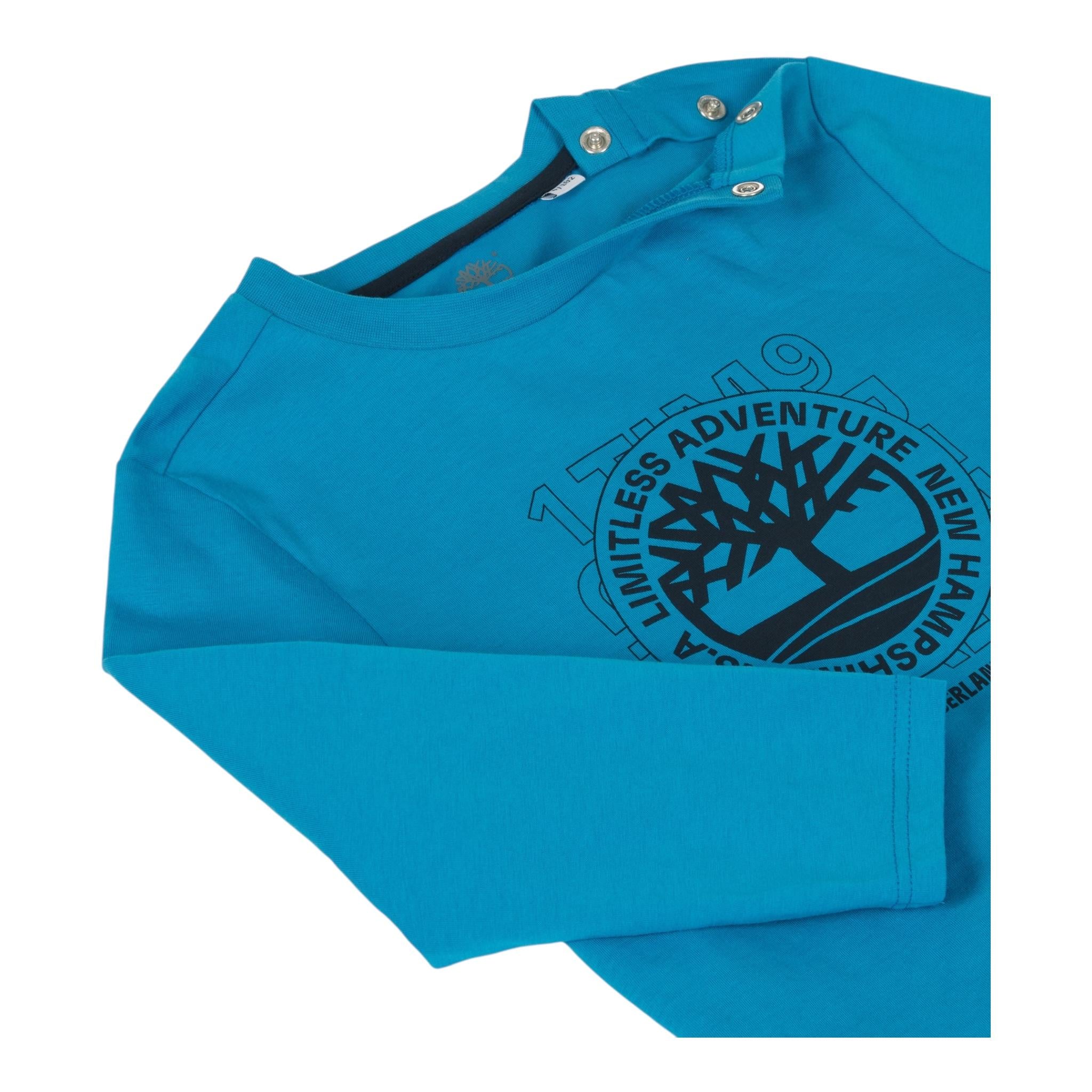 TIMBERLAND shirt girocollo tinta unita con logo Azzurro per Neonato T602151 AZZURRO TIMBERLAND