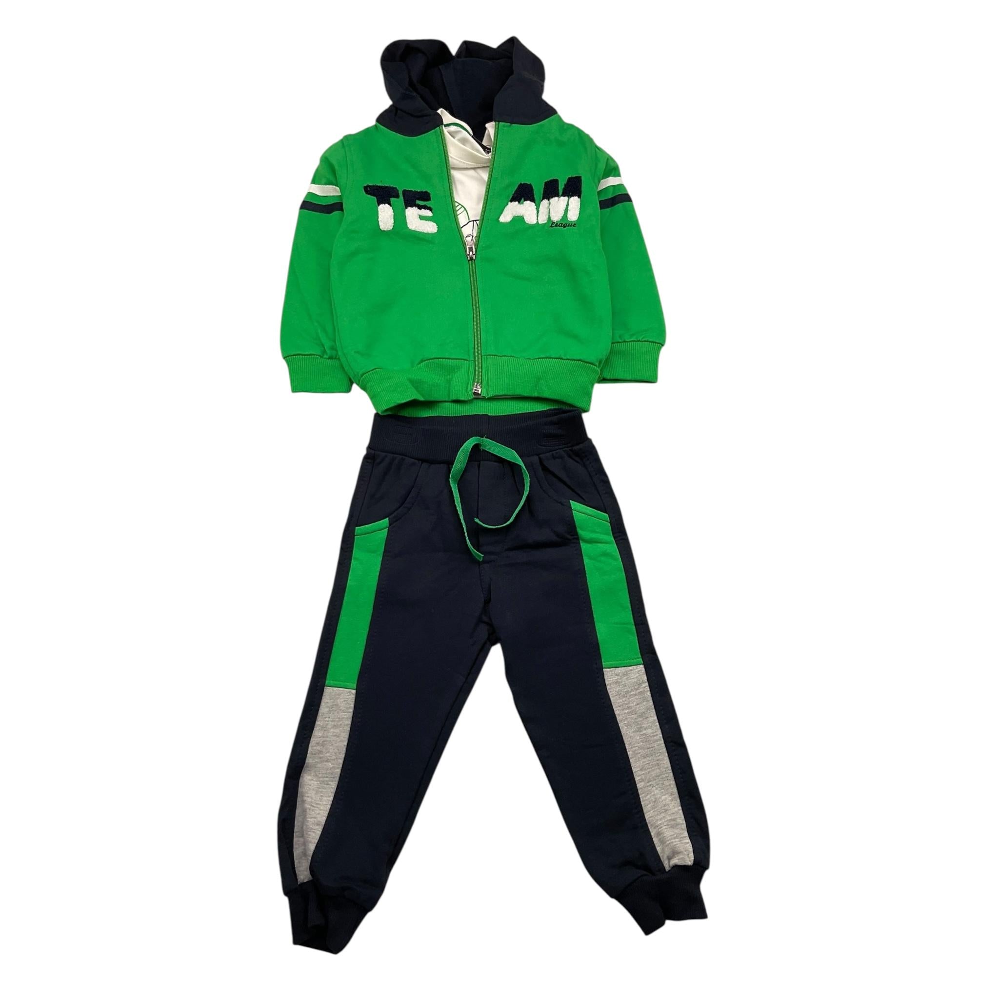 HASHSTAG FOR BOYS completo 3 pezzi felpa-shirt-pantalone Verde per Neonato HAST VERDE HASHSTAG FOR BOYS