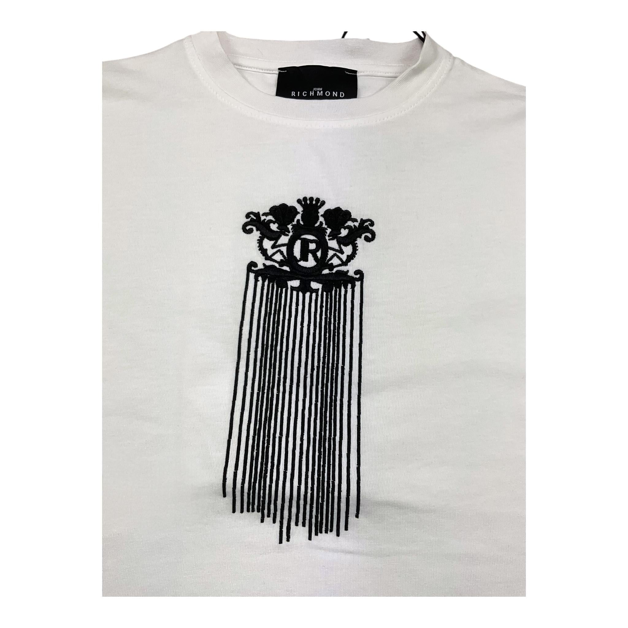JOHN RICHMOND t-shirt girocollo tinta unita con ricami in contrasto Bianco per Bambino RGA25229TS BIANCO JOHN RICHMOND