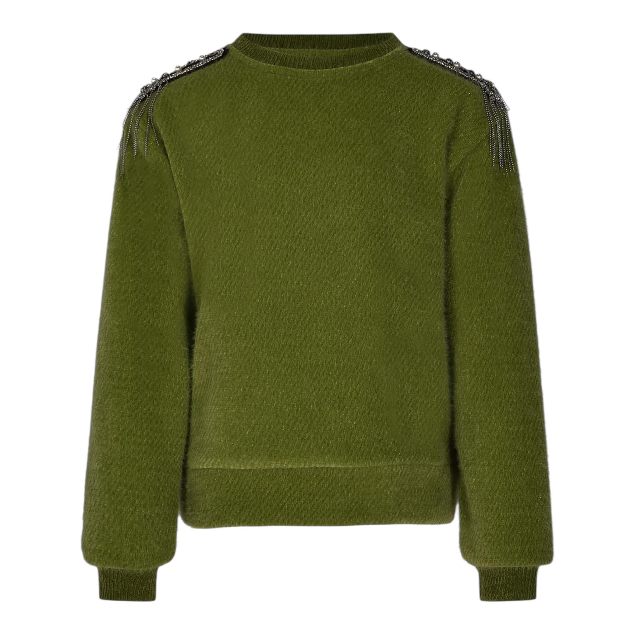 FUN & FUN maglia girocollo tinta unita cn applicazioni Verde per Bambina FCJSW00039 VERDE FUN & FUN