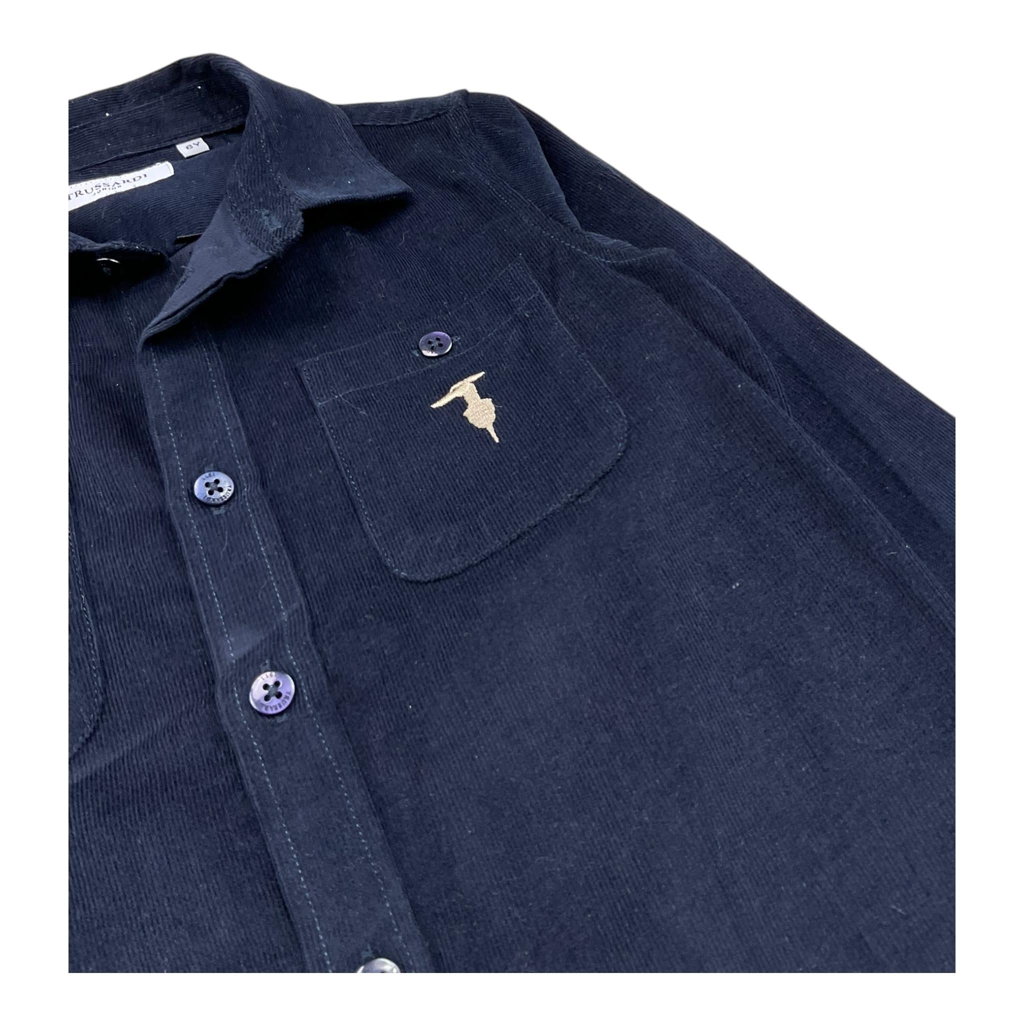 TRUSSARDI camicia tinta unita con logo Blu per Bambino TBA25029CA BLU TRUSSARDI