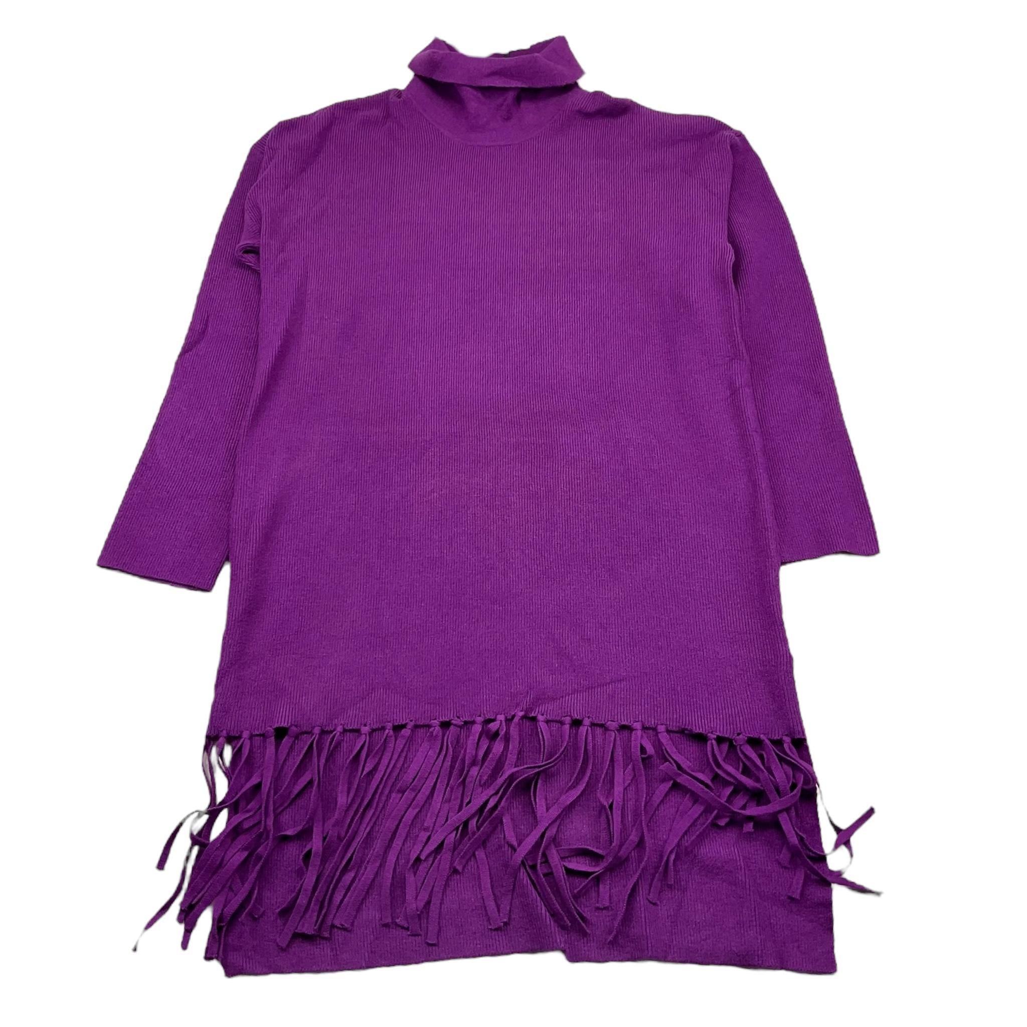 TO be too abito manica lunga tinta unita con frange Viola per Bambina TBT2453 VIOLA TO be too