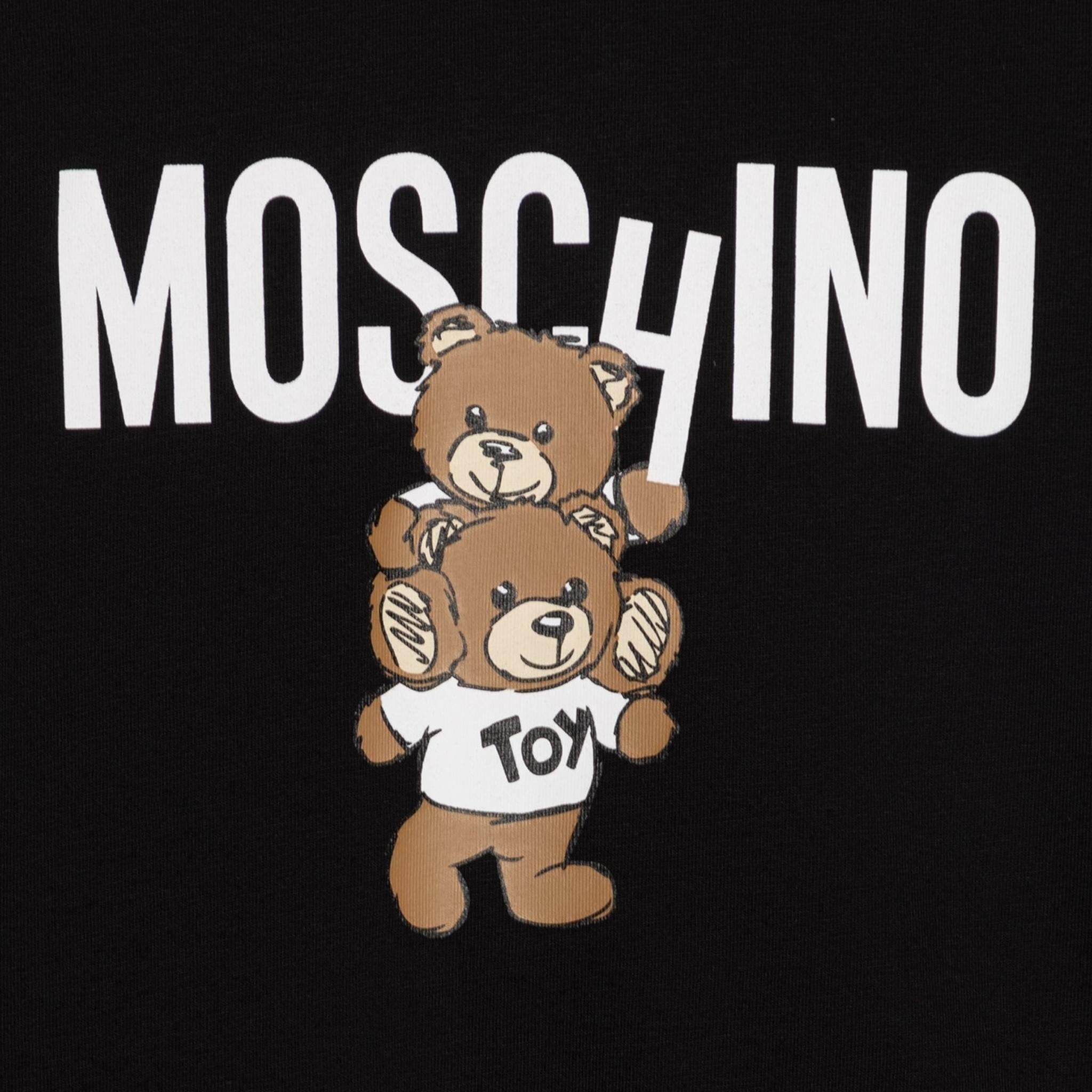 MOSCHINO shirt girocollo tinta unita cn stampa in contrasto Nero per Bambino MMO00RXJ NERO MOSCHINO