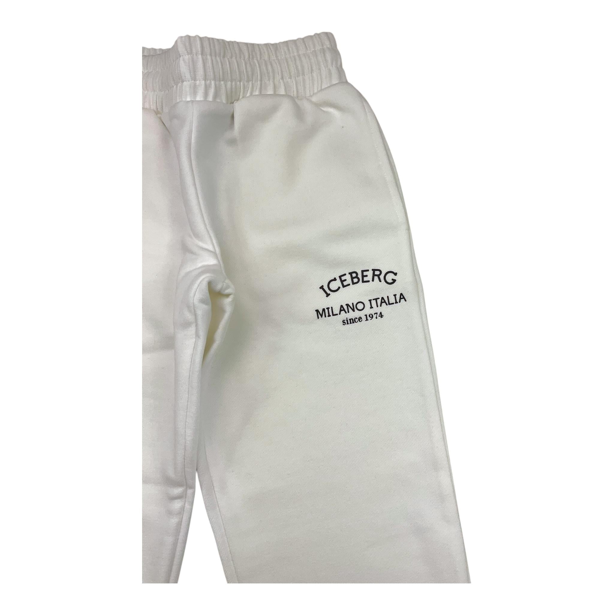 ICEBERG pantalone tuta tinta unita con stampa Bianco per Bambino PFICE5316J BIANCO ICEBERG