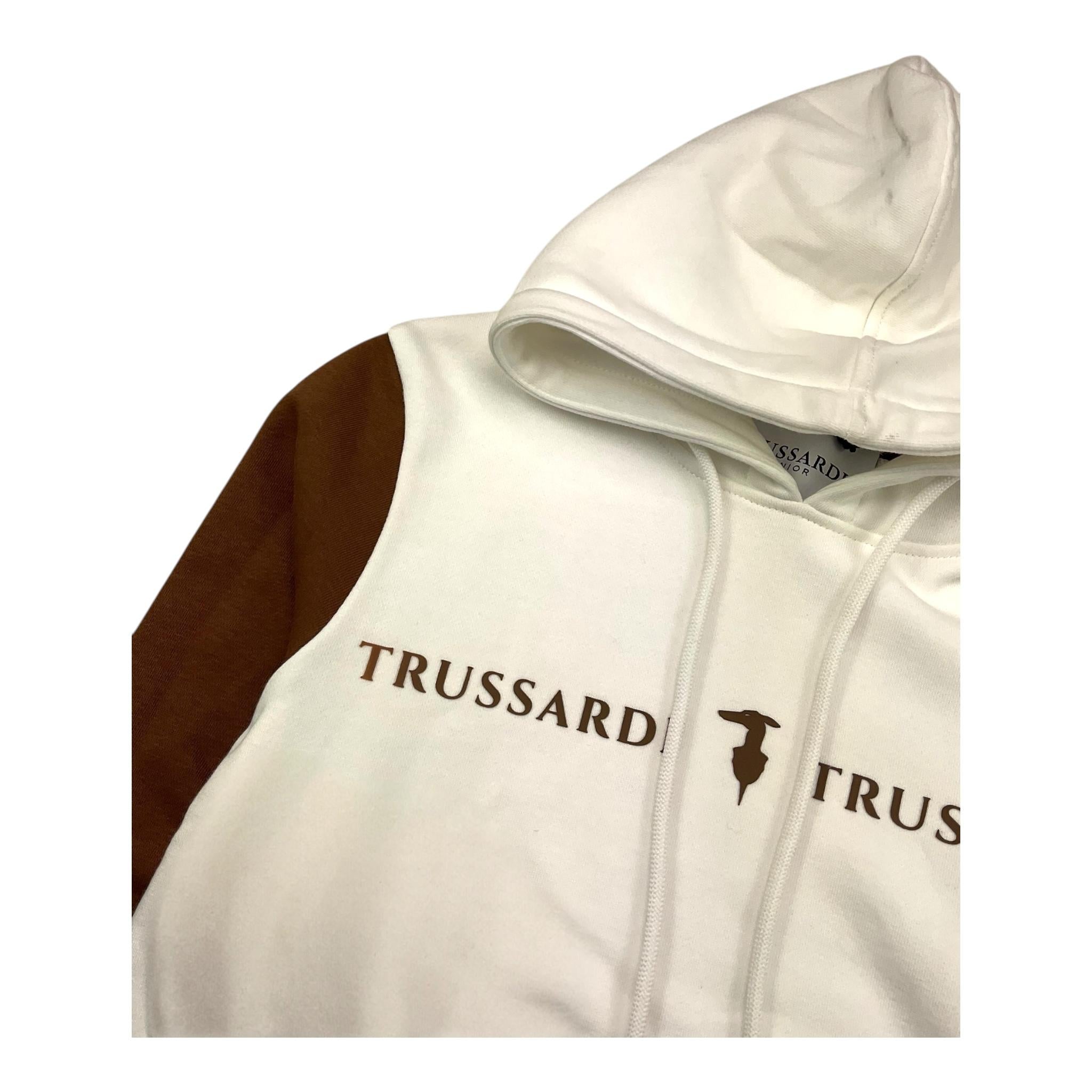 TRUSSARDI felpa chiusa con cappuccio tinta unita con maniche in contrasto Panna per Bambino TBA25031FE PANNA TRUSSARDI