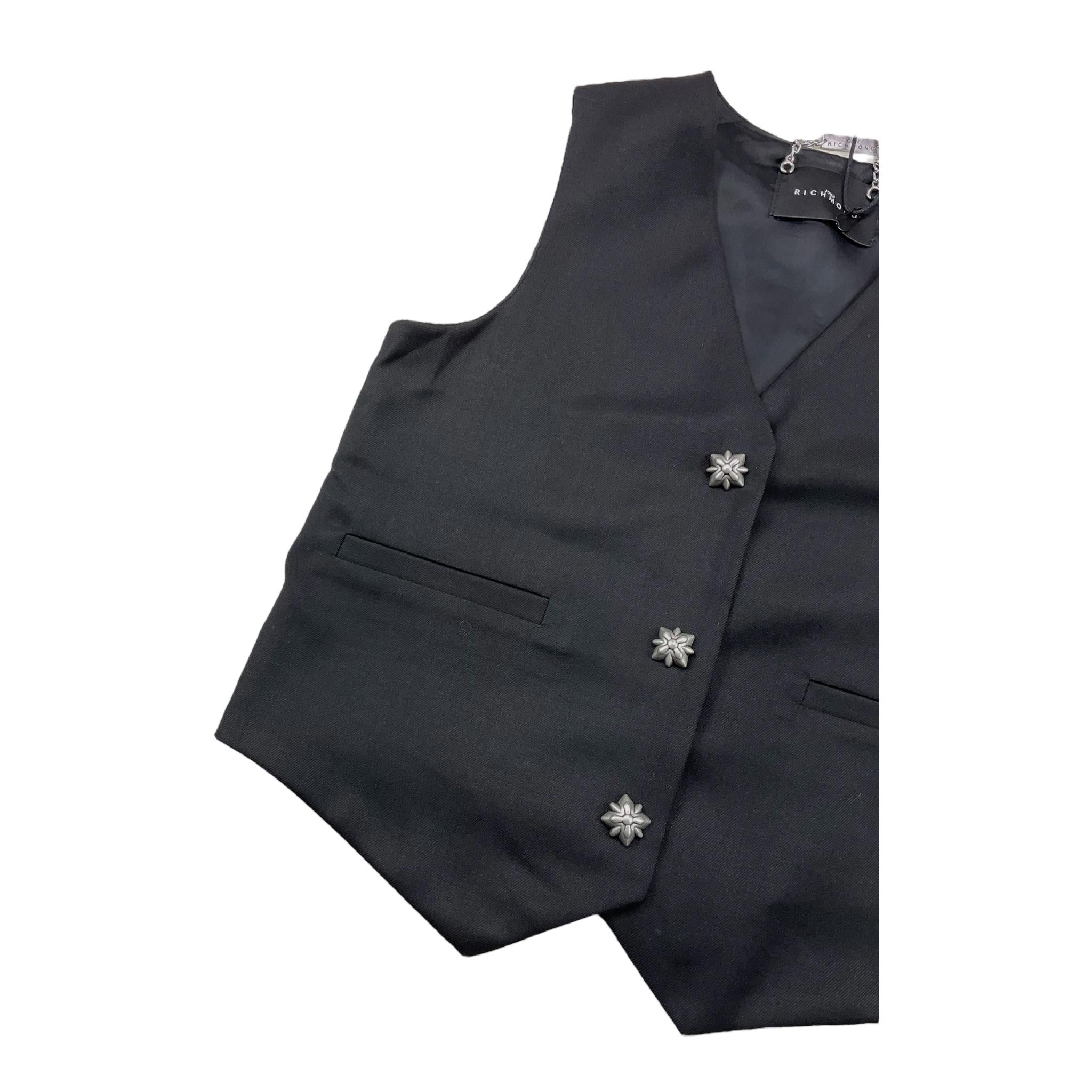 JOHN RICHMOND gilet tinta unita con bottoni in contrasto Nero per Bambina RGA25220GT NERO JOHN RICHMOND