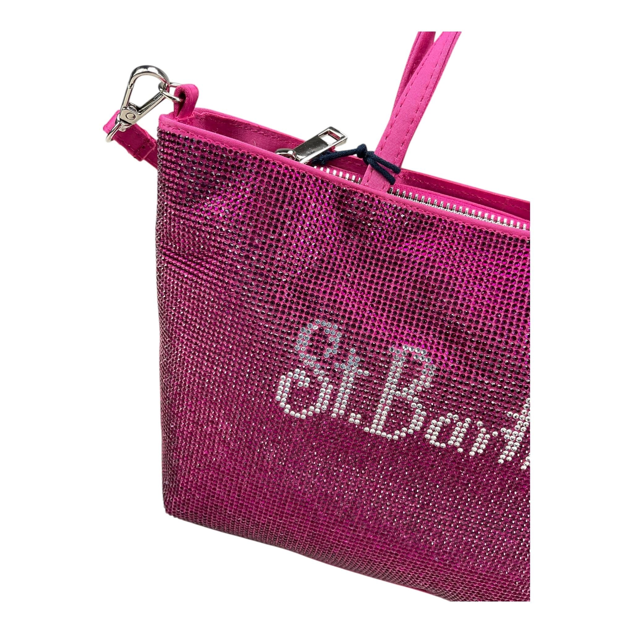 SAINT BARTH borsa brillantinata tinta unita con logo Fuxia per Bambina STRASS FUXIA SAINT BARTH