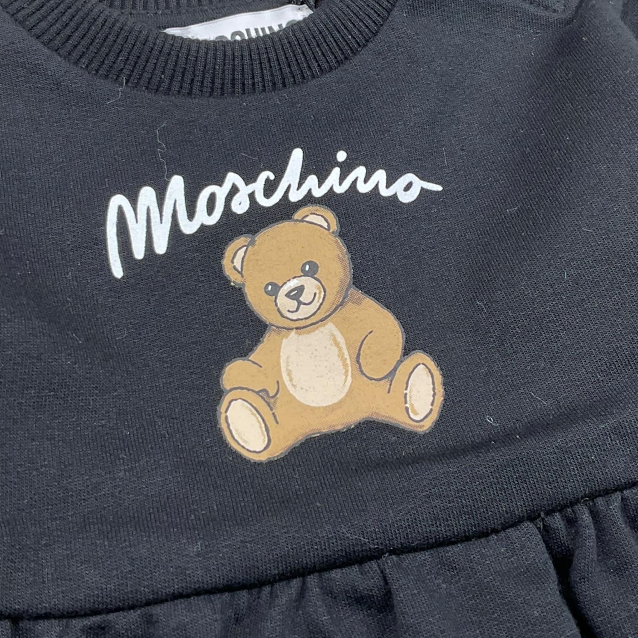 MOSCHINO abito tinta unita girocollo con logo Nero per Neonata MDV0CU NERO MOSCHINO