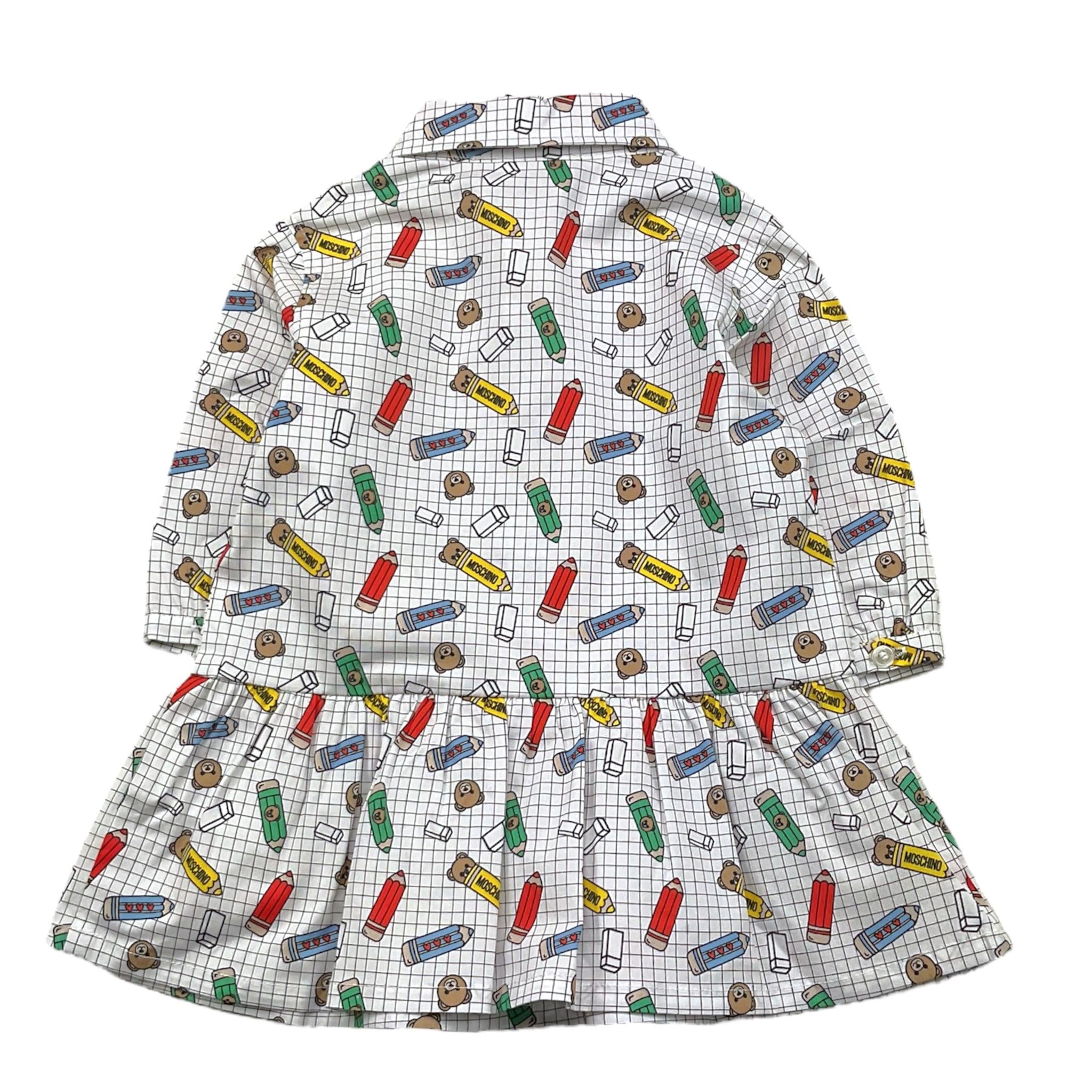 MOSCHINO abito camicia tinta unita con stampa Bianco per Neonata MDV0CQ BIANCO MOSCHINO