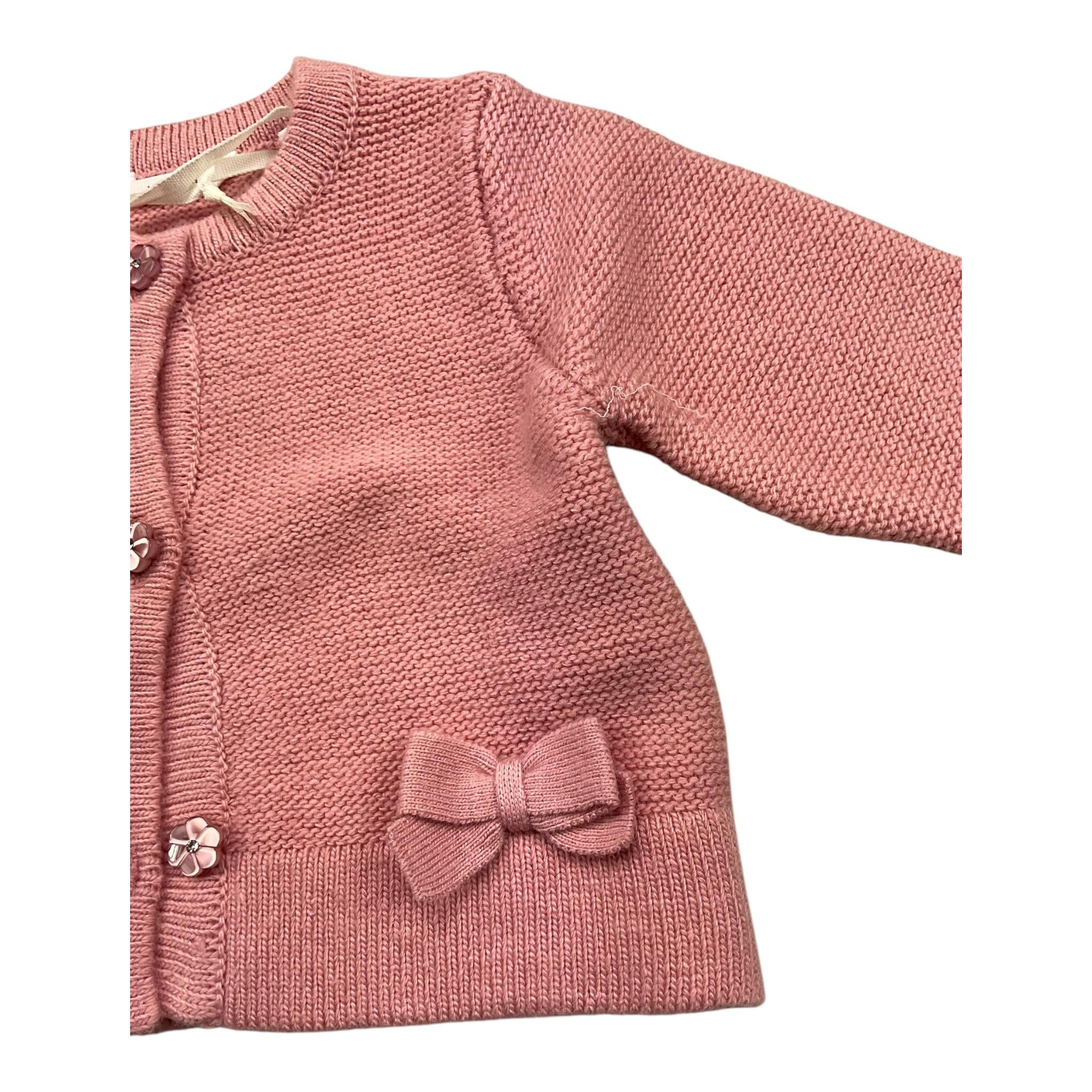 MINI BANDA cardigan tinta unita con fiocchi Rosa per Neonata A740 ROSA MINI BANDA