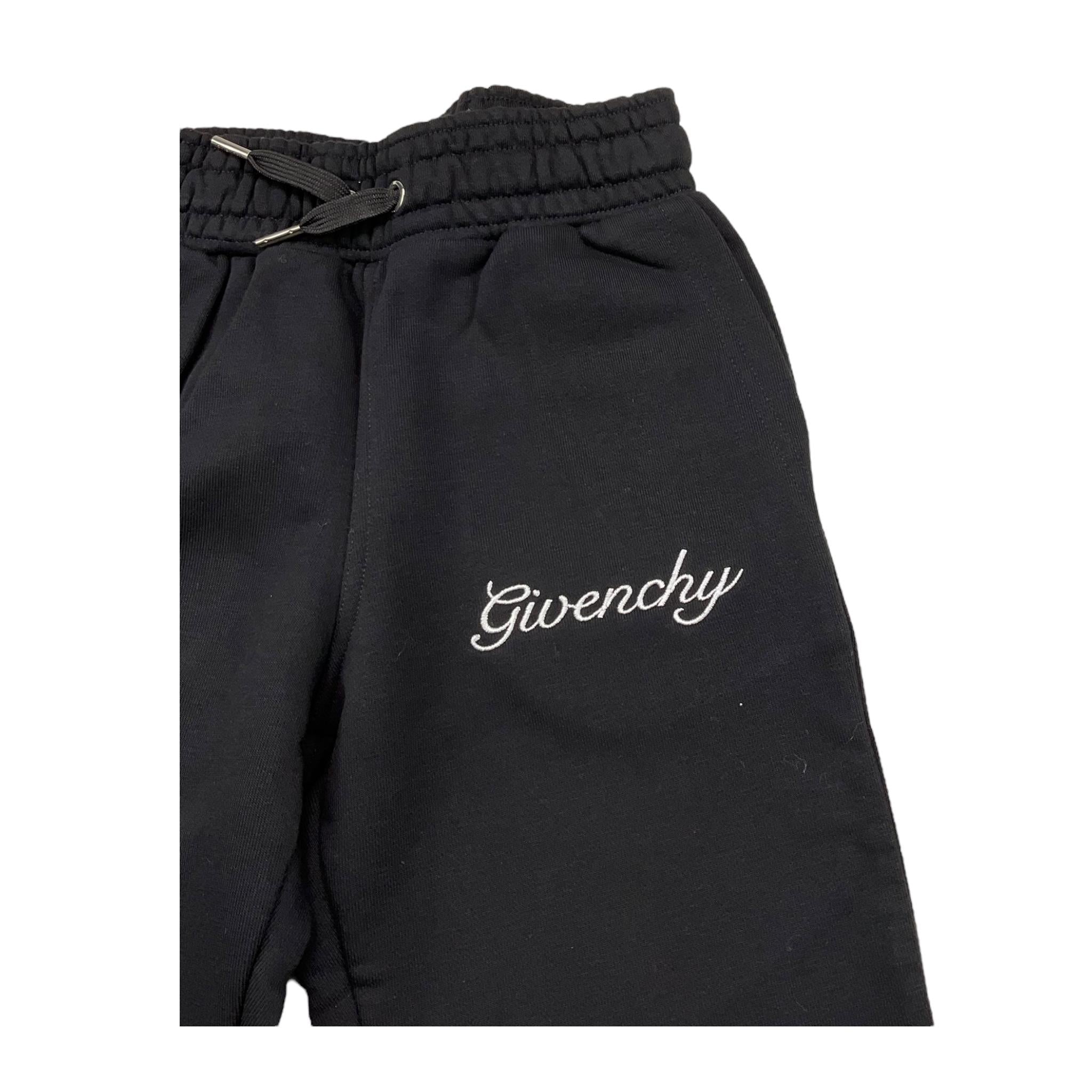 GIVENCHY pantalone tuta tinta unita con logo Nero per Bambino H24233 NERO GIVENCHY