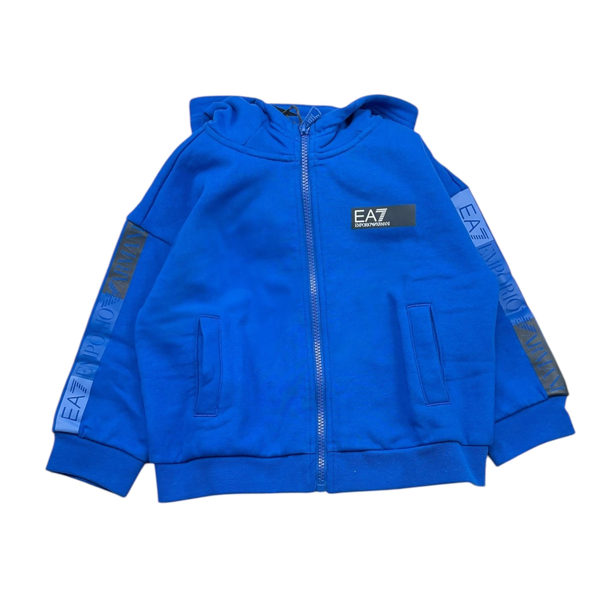 EMPORIO ARMANI felpa tinta unita con cappuccio e con zip Cobalto per Bambino 6DBM68 COBALTO EMPORIO ARMANI