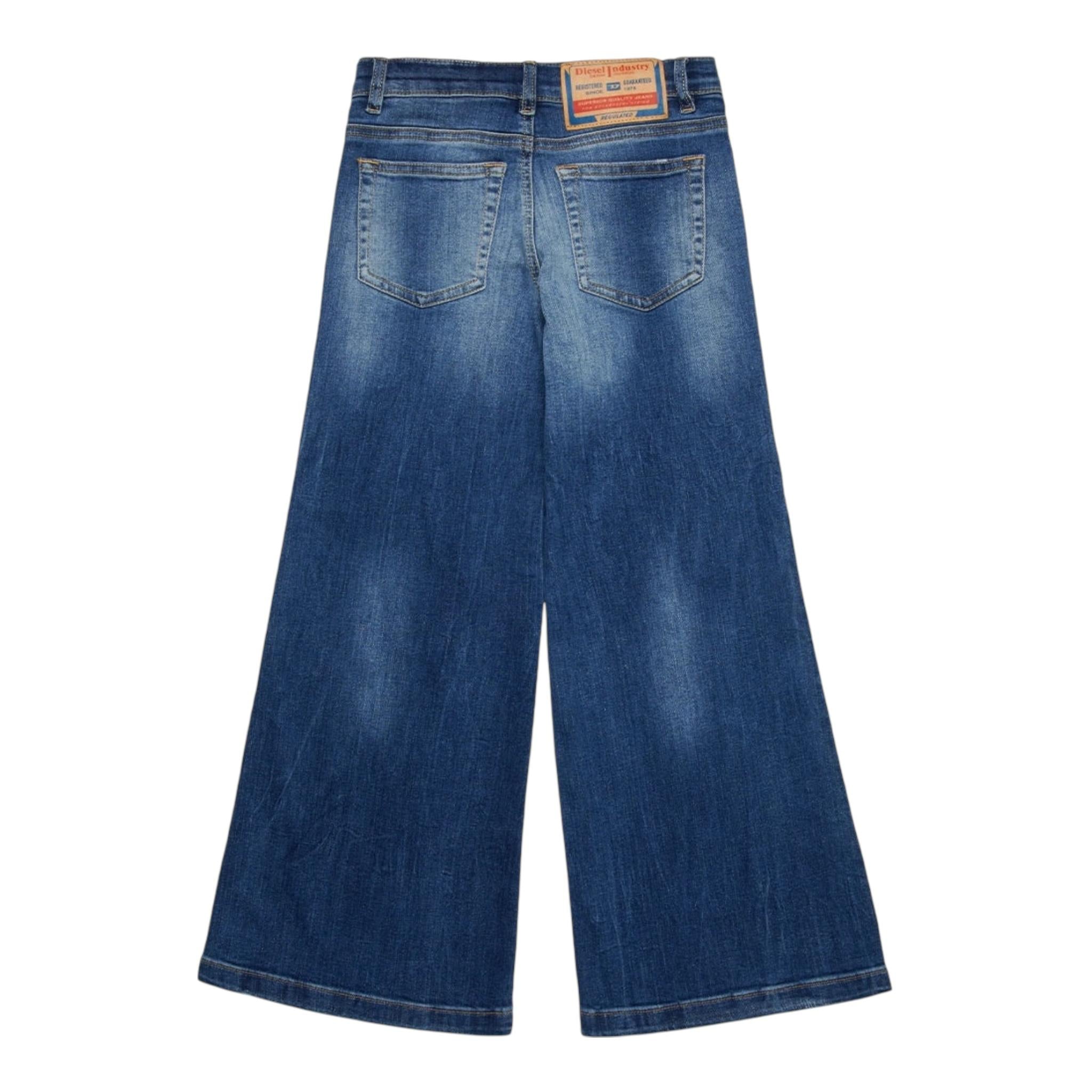 DIESEL jeans tinta unita modello a palazzo Azzurro per Bambina J00816 AZZURRO DIESEL