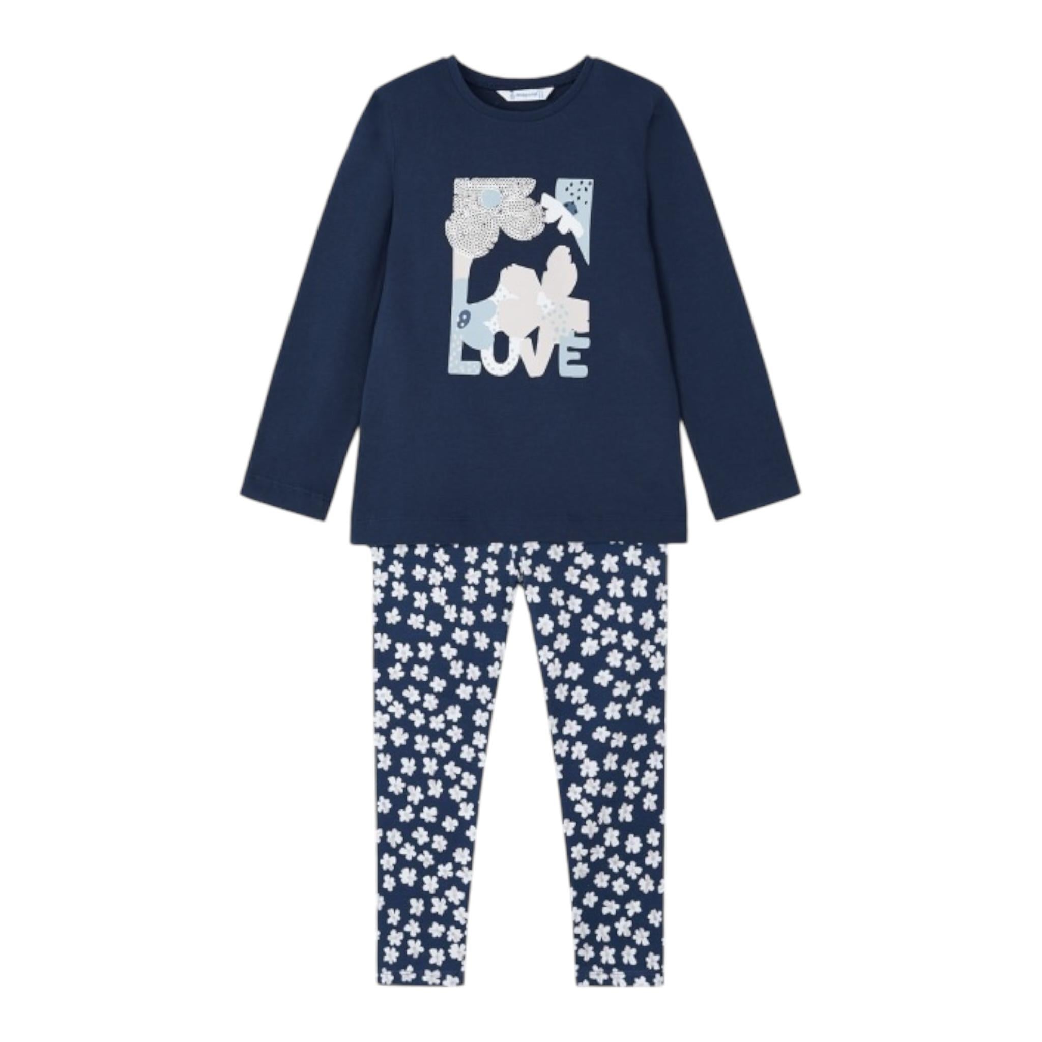 MAYORAL completo 2 pezzi shirt-leggins fantasia floreale Blu per Bambina 4713X BLU MAYORAL