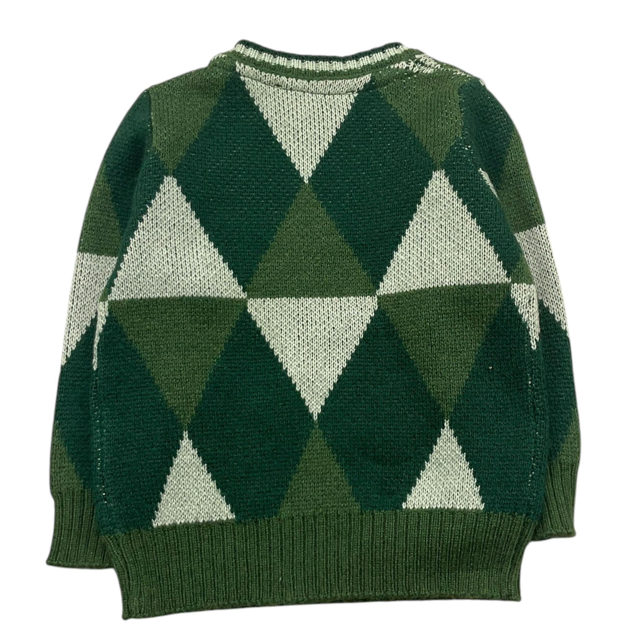 TRUSSARDI maglia girocollo tinta unita fantasia rombi Verde per Neonato TIA25120MA VERDE TRUSSARDI