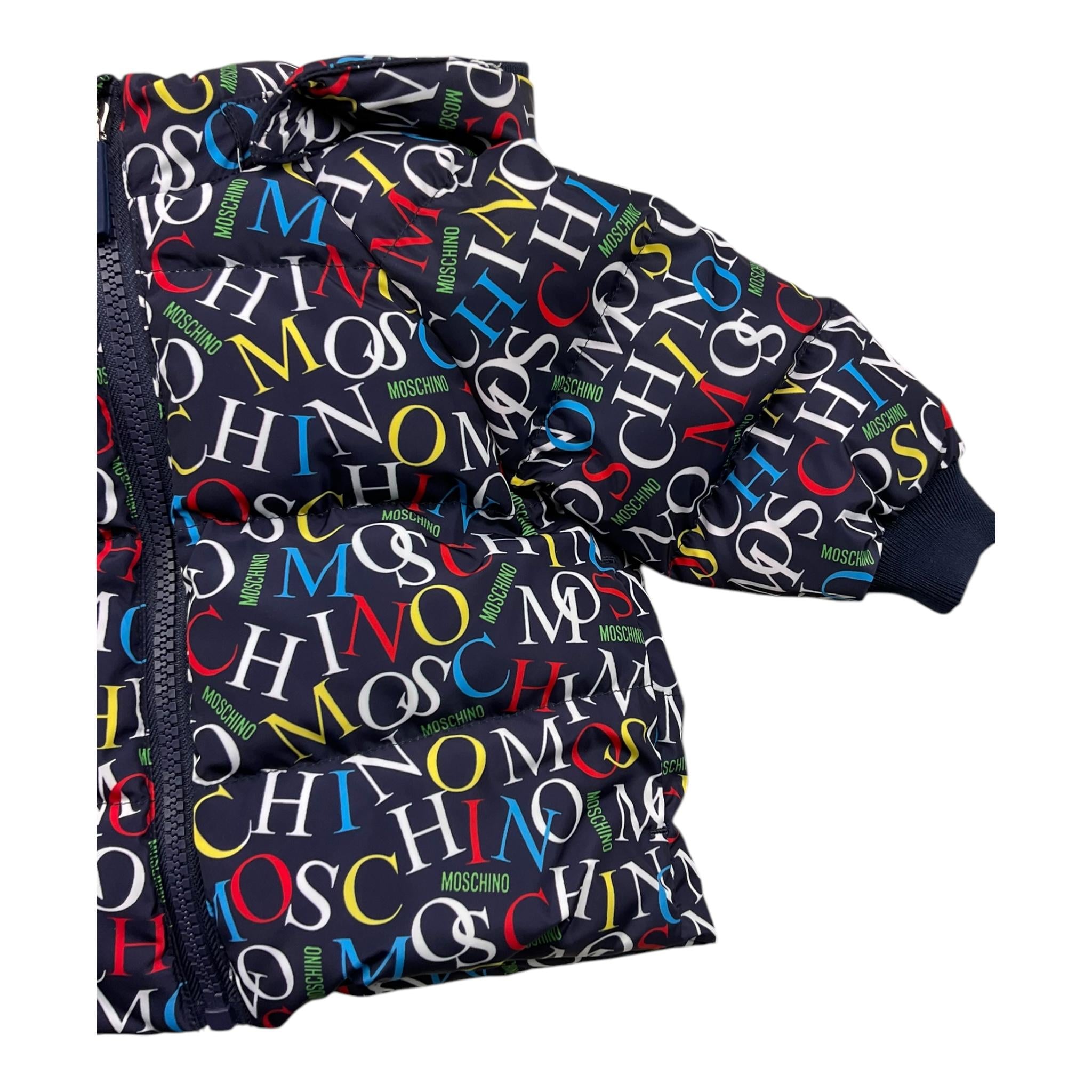MOSCHINO giubbino tinta unita logato con zip e cappuccio Blu per Neonato MUS031 BLU MOSCHINO