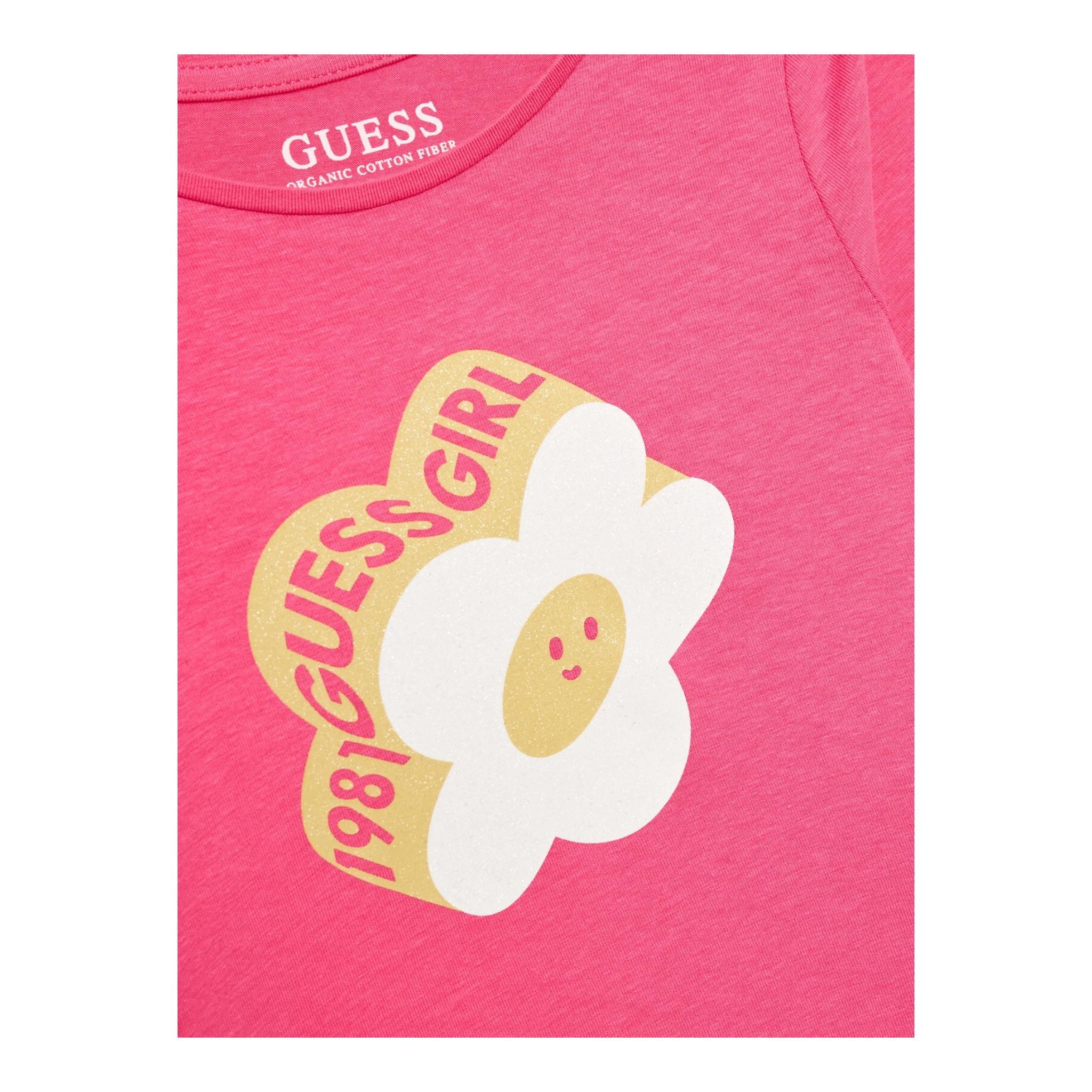 GUESS shirt girocollo tinta unita ocn logo Rosa per Bambina K4YI02K6YW4J ROSA GUESS