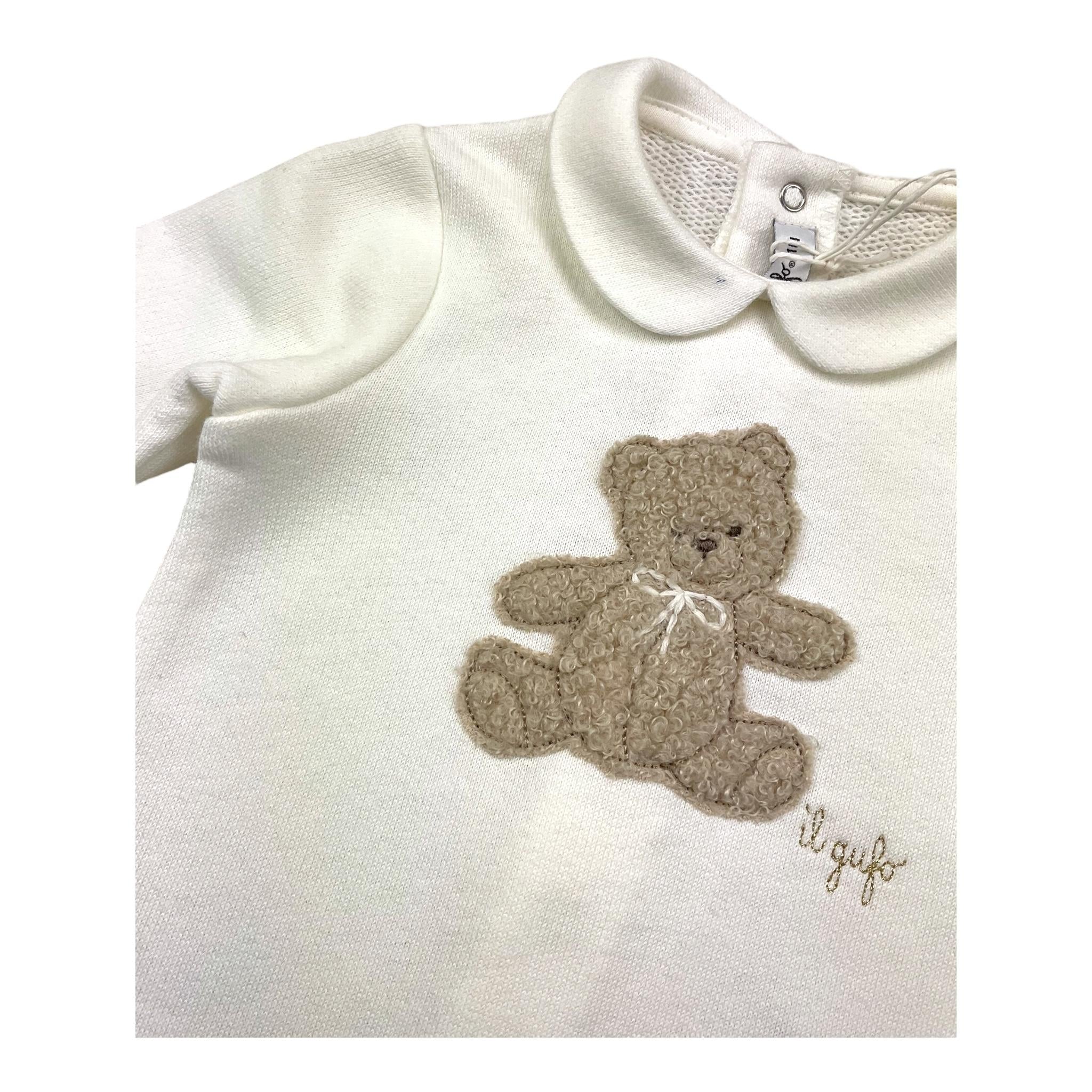 IL GUFO tutina manica lunga tinta unita con stampa Panna per Neonato A24TP342M0116 PANNA IL GUFO