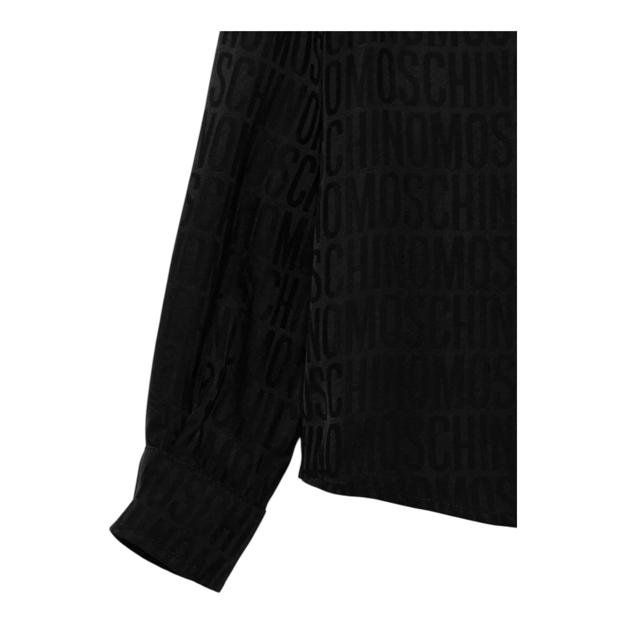 MOSCHINO camicia manica lunga tinta unita con stampe logo Nero per Bambina HUC018 NERO MOSCHINO