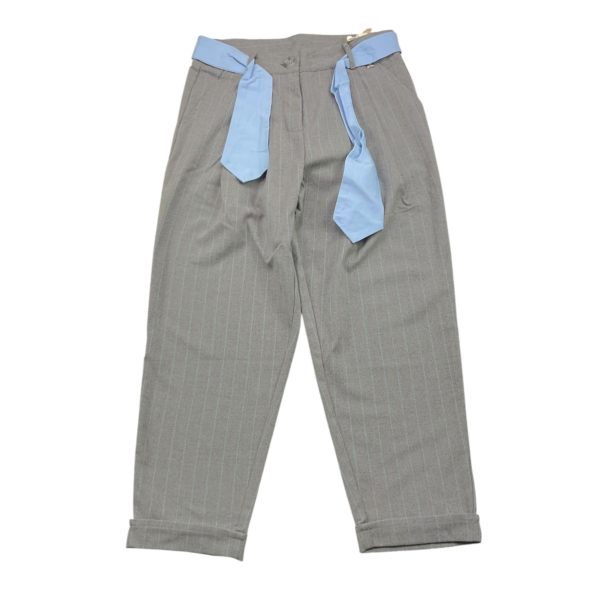 MANILA GRACE pantalone tinta unita con cintura fantasia a righe Grigio per Bambina MFJF24P140X GRIGIO MANILA GRACE