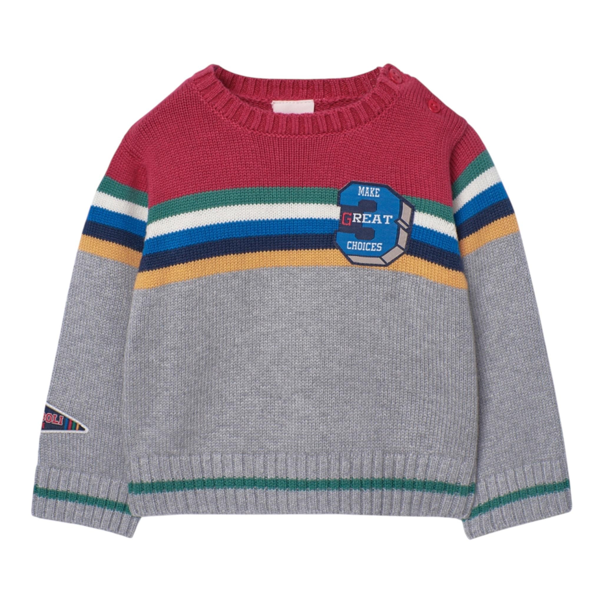 BOBOLI maglia girocollo tinta unita con fantasia a righe Grigio per Neonato 309024 GRIGIO BOBOLI