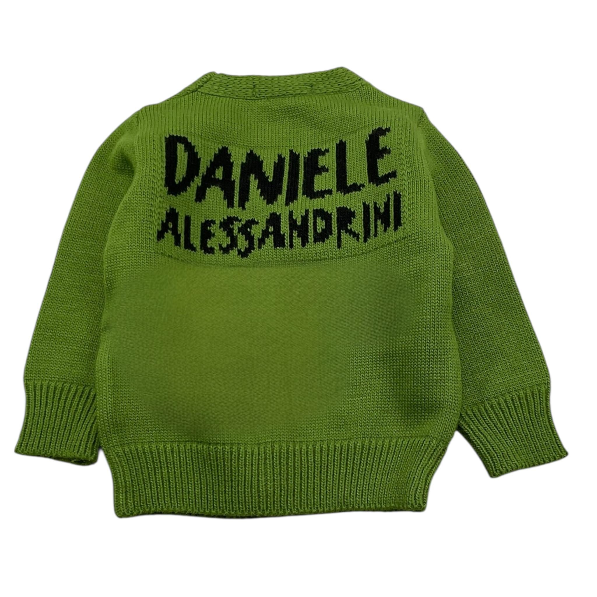DANIELE ALESSANDRINI cardigan tinta unita con logo Verde per Neonato 1291W00060N VERDE DANIELE ALESSANDRINI