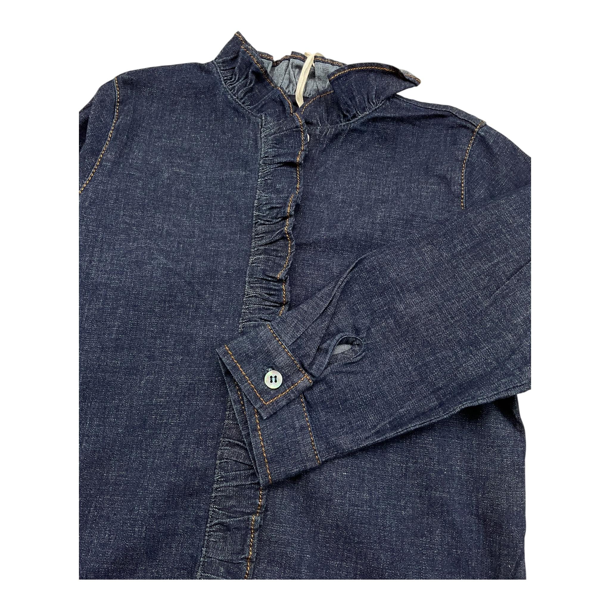 ZHOE & TOBIAH camicia in denim manica lunga tinta unita Blu per Neonata DDL2 BLU ZHOE & TOBIAH