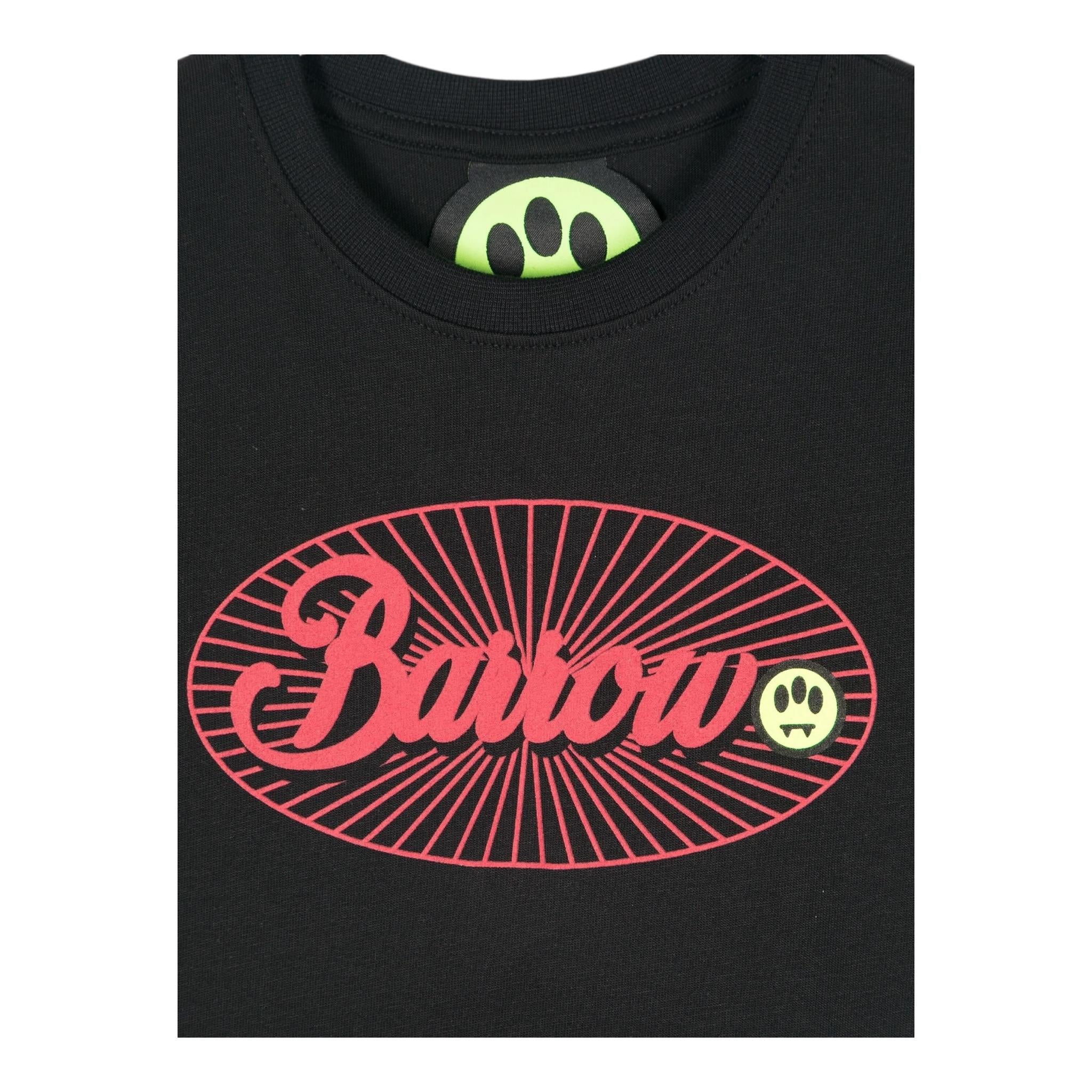 BARROW KIDS t-shirt gircollo tinta unita con logo Nero per Bambino F4BKJUTH030 NERO BARROW KIDS