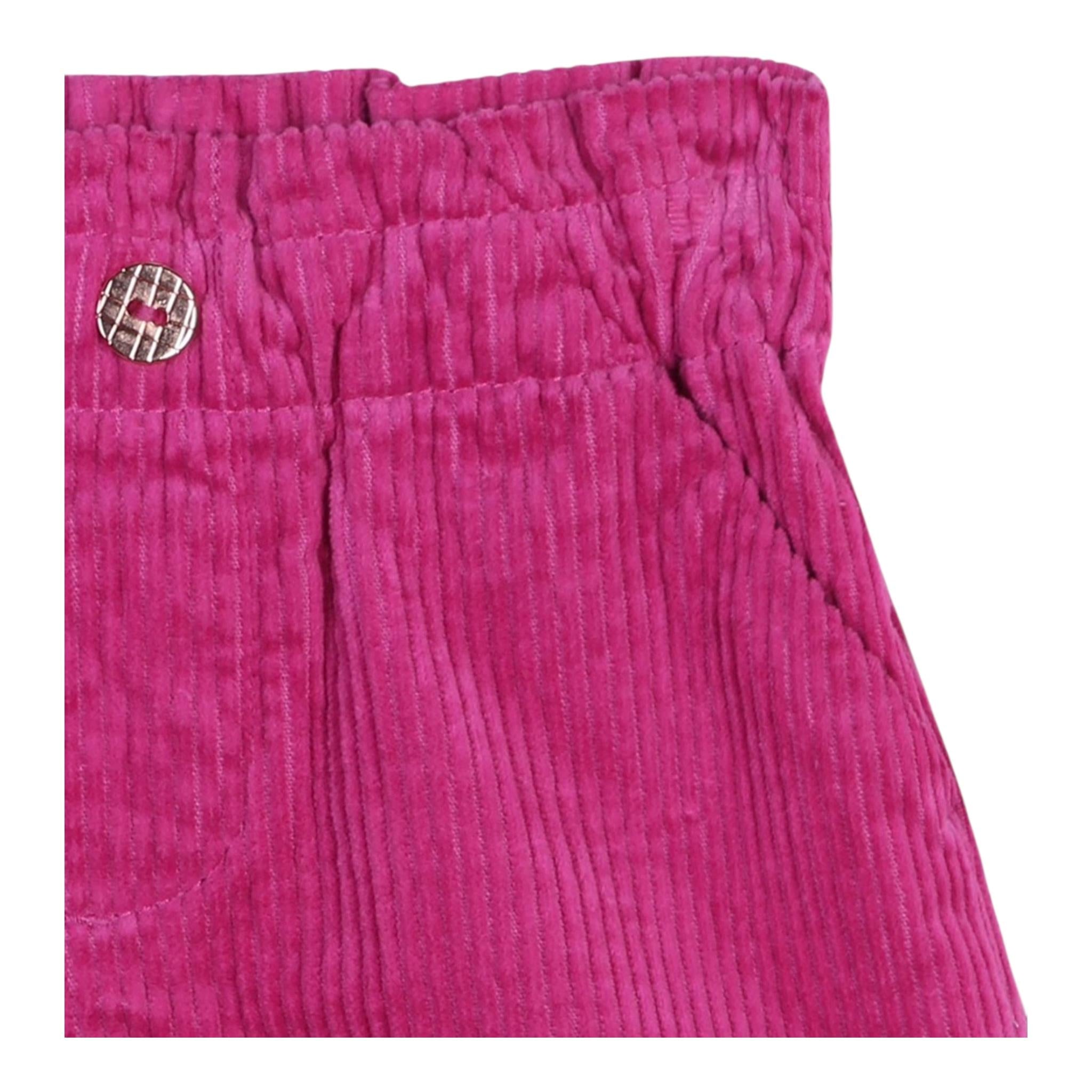 CARRE'MENT BEAU short tinta unita in camoscio Fuxia per Neonata Y30208 FUXIA CARRE'MENT BEAU