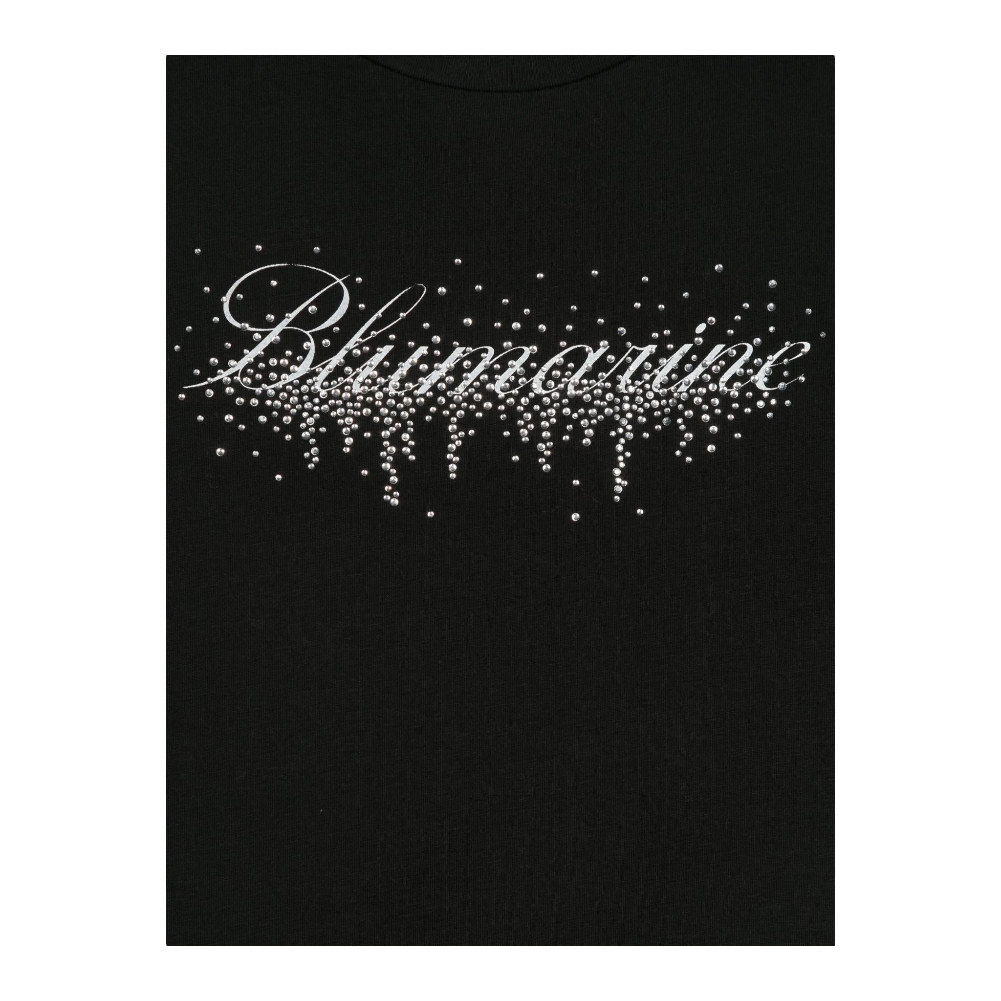 MISS BLUMARINE shirt girocollo tinta unita con con brillantini Nero per Bambina IF3191 NERO MISS BLUMARINE