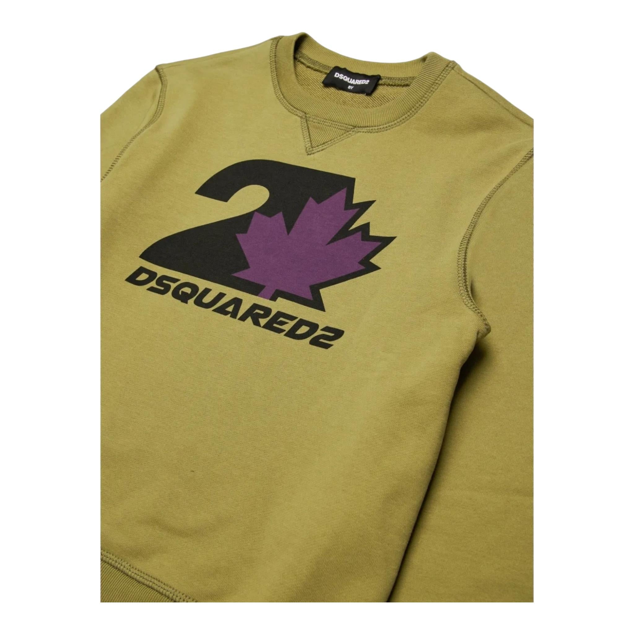 DSQUARED2 felpa girocollo tinta unita con stampa Beige per Bambino DQ2469 BEIGE DSQUARED2