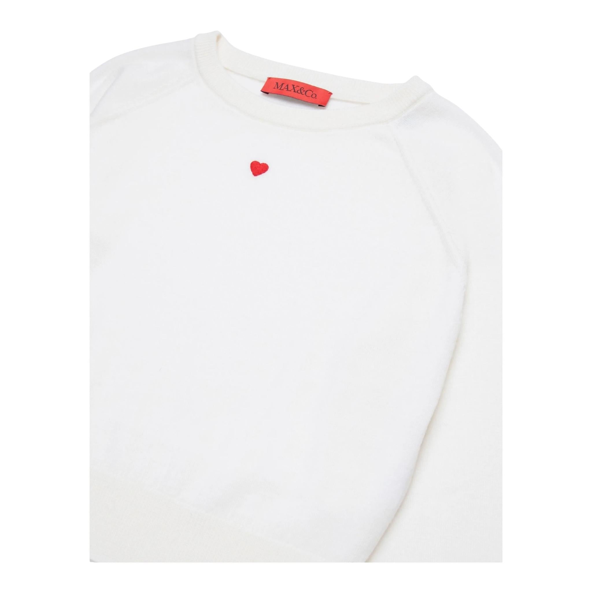 MAX&Co. maglia girocollo tinta unita con ricamo cuore Panna per Bambina MX0003 PANNA MAX&Co.