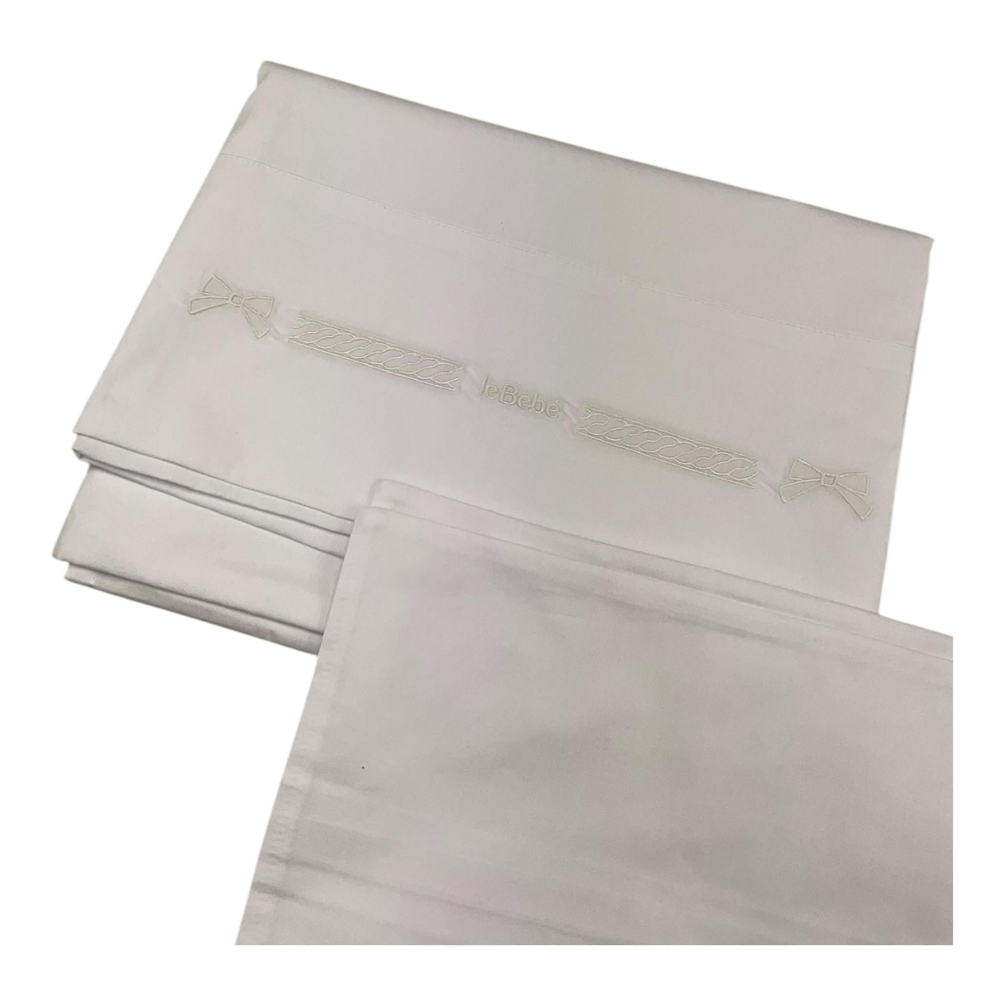 LE BEBE' set 3 pezzi lenzuola tinta unita cn ricami Bianco per Neonata LBG5966 BIANCO LE BEBE'