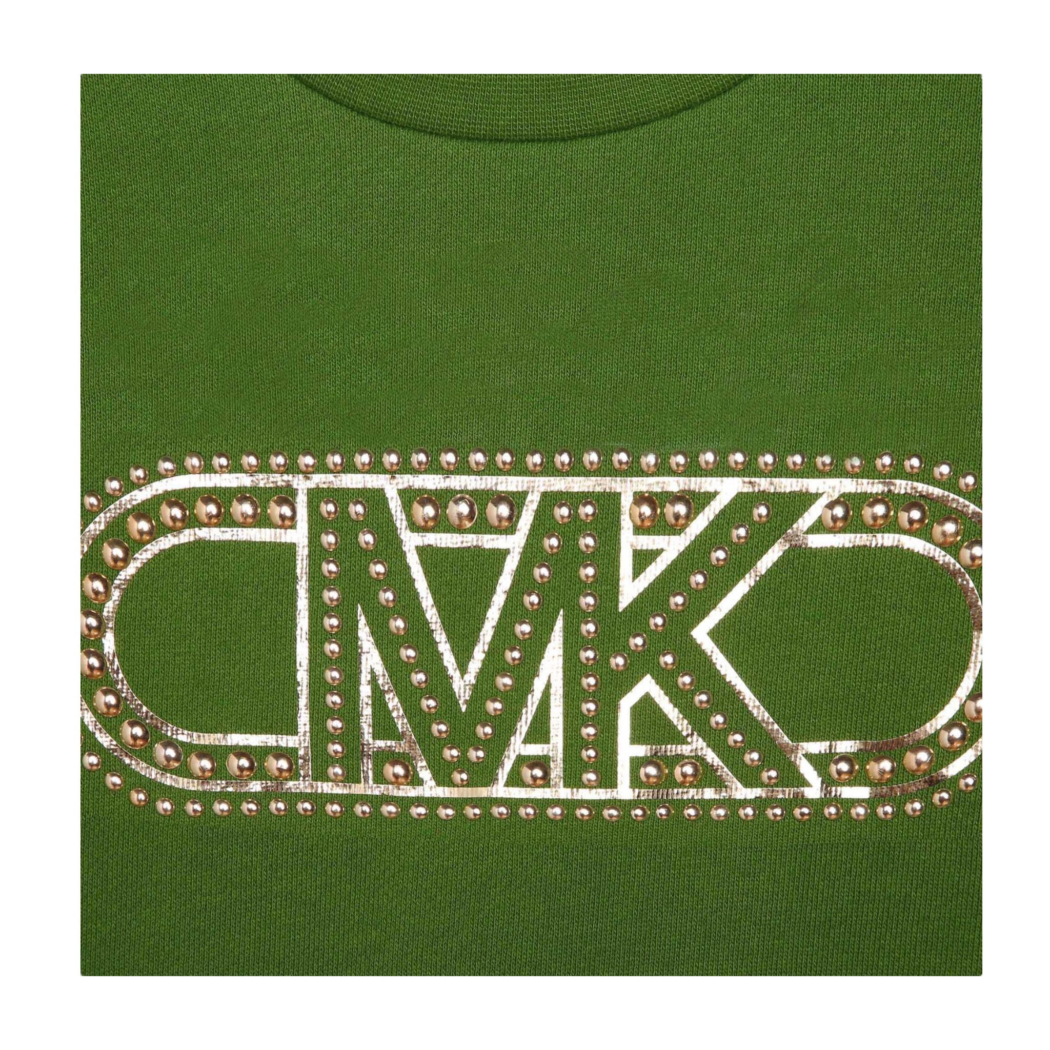 MICHAEL KORS felpa chiusa girocollo tinta unita cn logo Verde per Bambina R15212 VERDE MICHAEL KORS