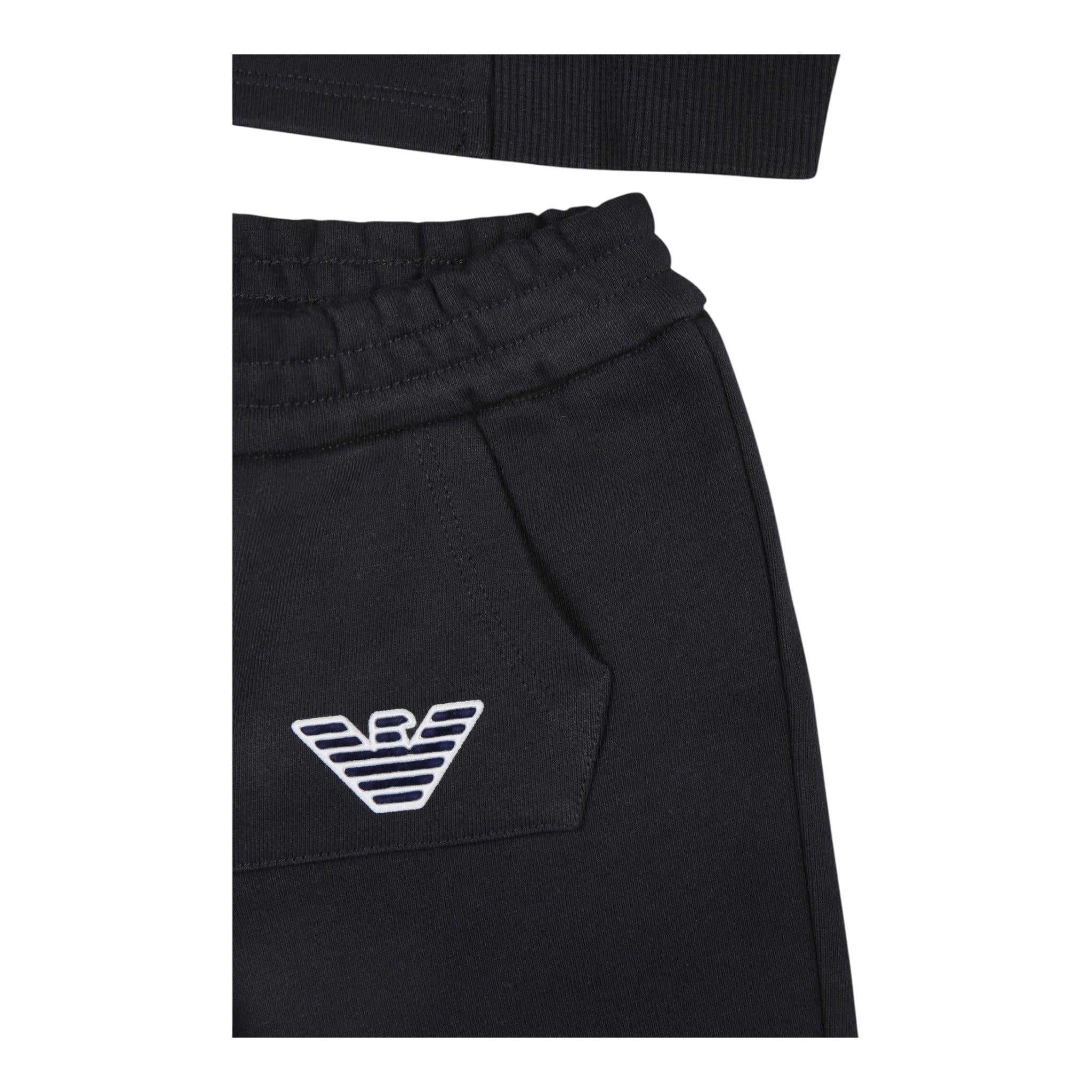 EMPORIO ARMANI completo 2pz felpa-pantalone tinta unita con stampa Blu per Neonato 6DHVJ3 BLU EMPORIO ARMANI